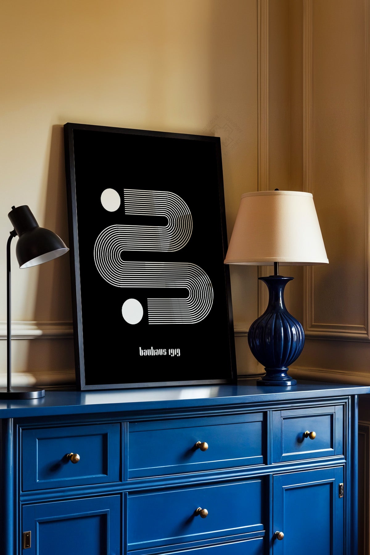 Bauhaus Serisi Siyah Çerçeveli Poster, Tablo No:43