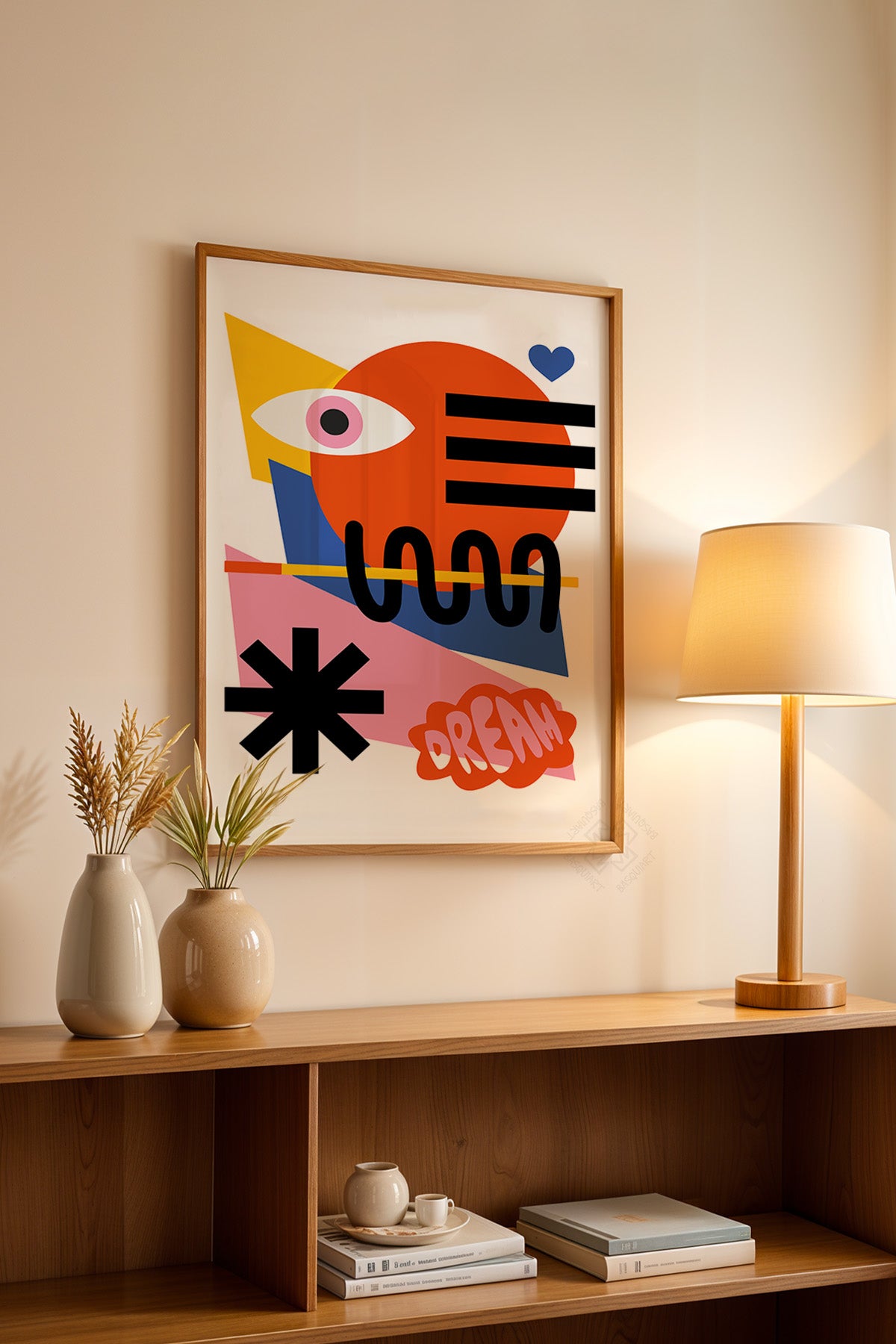 Bauhaus Serisi Ahşap Çerçeveli Poster, Tablo No:7