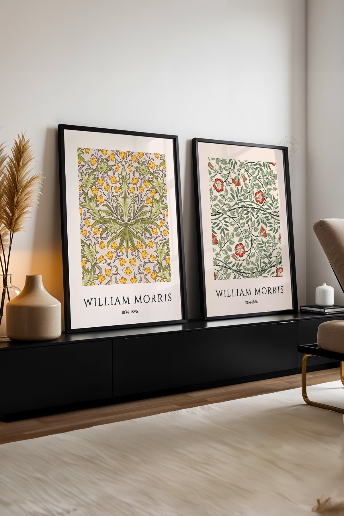 William Morris 2'li Siyah Çerçeveli Poster, Tablo Seti No:21