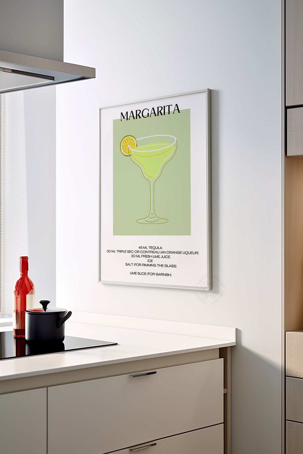 Kokteyl Serisi Beyaz Çerçeveli Poster, Tablo, Cafe, Restoran, Mutfak Duvar Dekoru No:20