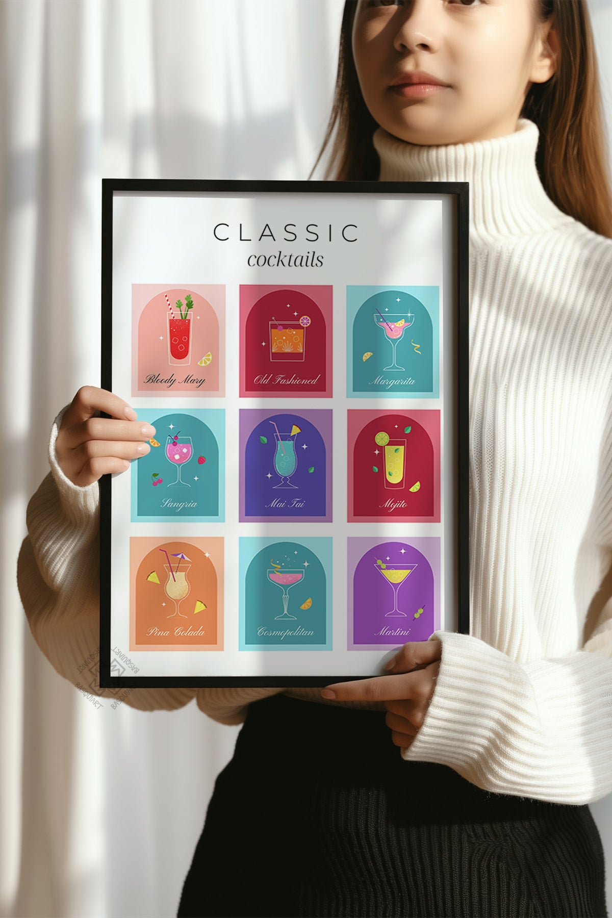 Kokteyl Serisi Siyah Çerçeveli Poster, Tablo, Cafe, Restoran, Mutfak Duvar Dekoru No:31