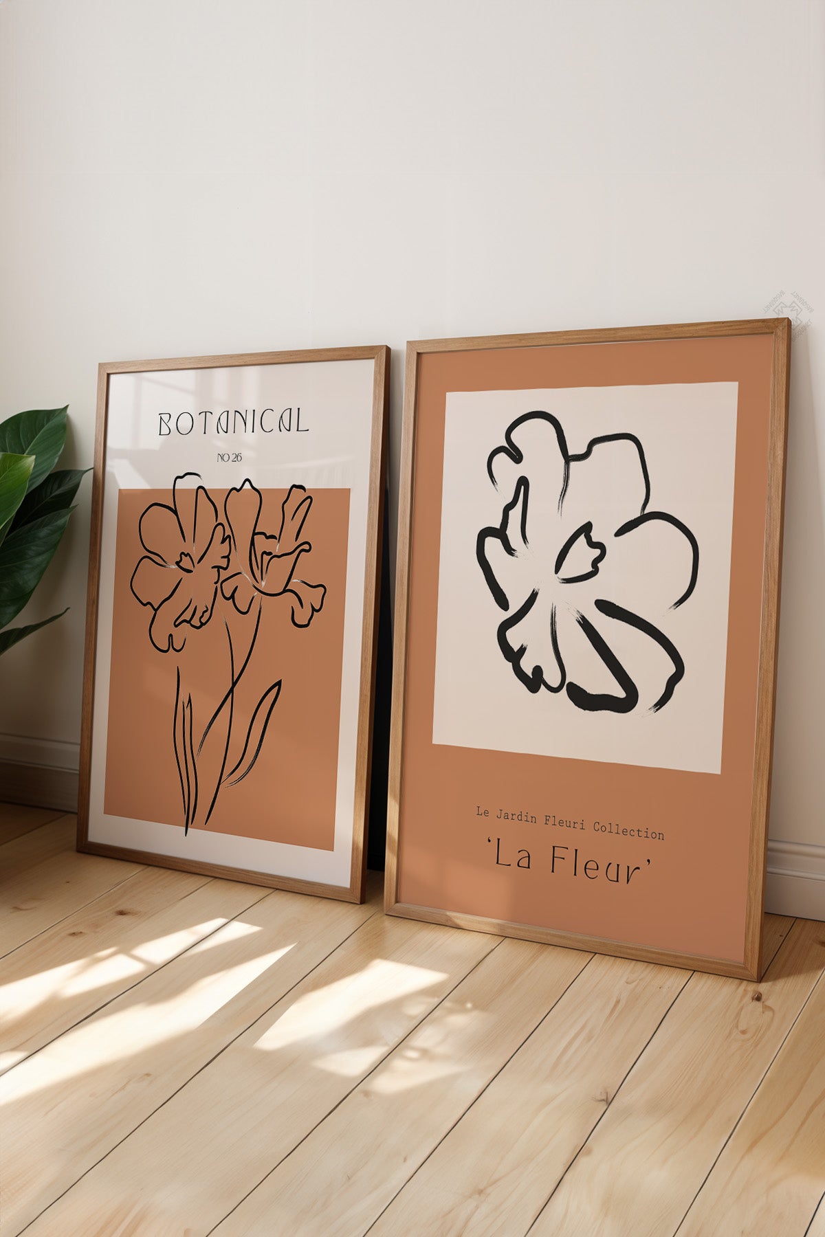 Boho 2'li Ahşap Çerçeveli Poster, Tablo Seti No:17