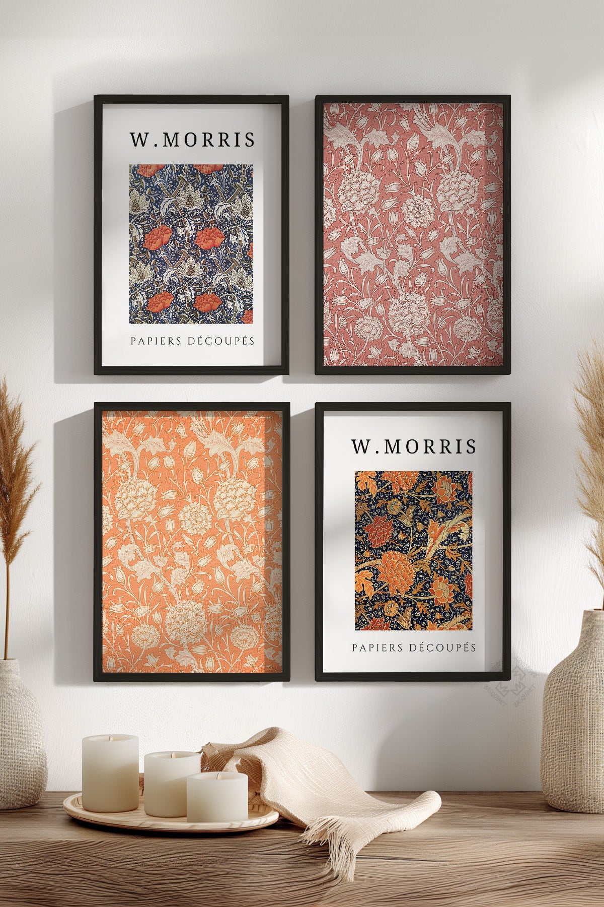 Morris 4'lü Siyah Çerçeveli Poster, Tablo Seti No:43