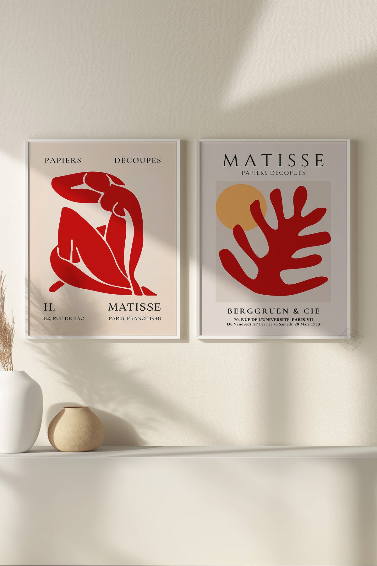 Kırmızı Matisse 2'li Beyaz Çerçeveli Poster, Tablo Seti No:26