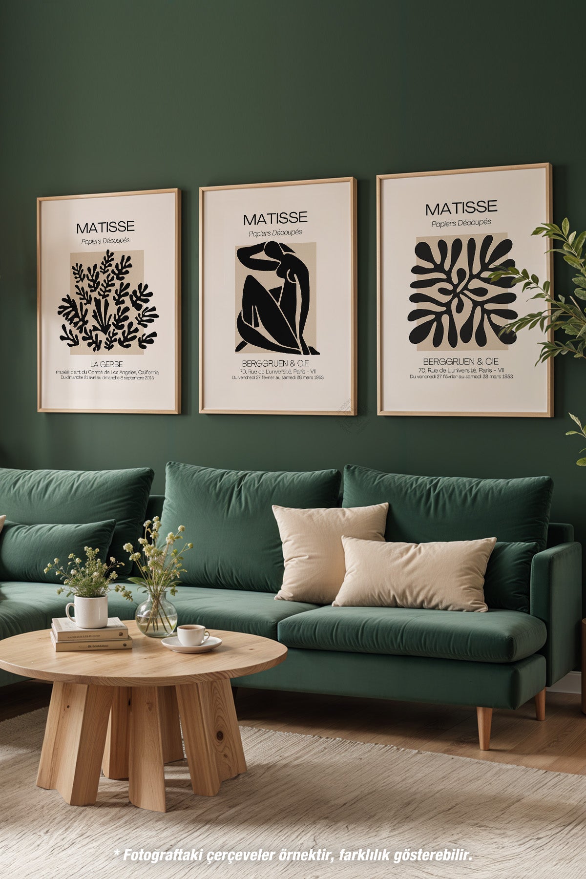Bohem Matisse 3'lü Ahşap Çerçeveli Poster, Tablo Seti No:34