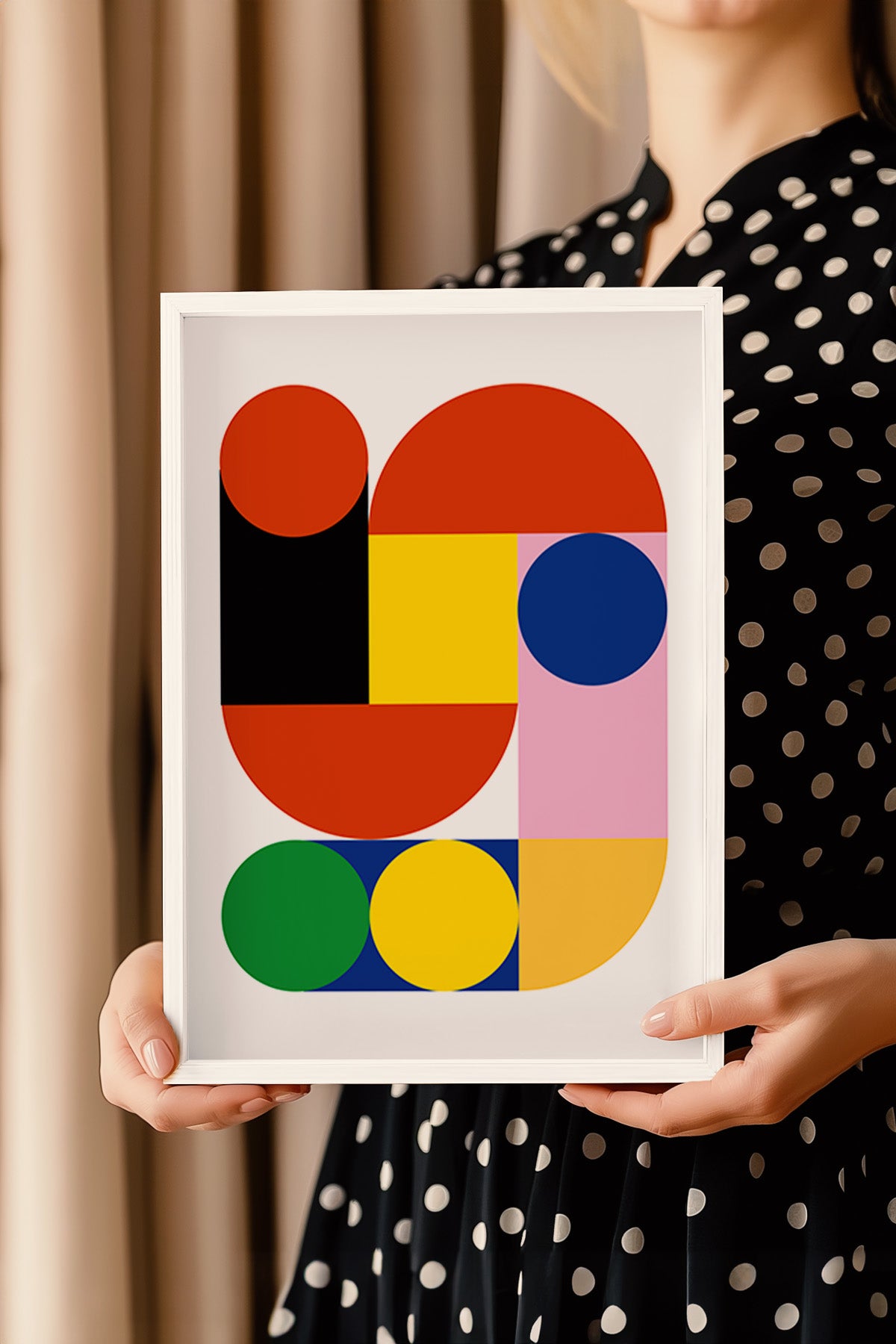 Bauhaus Serisi Beyaz Çerçeveli Poster, Tablo No:15