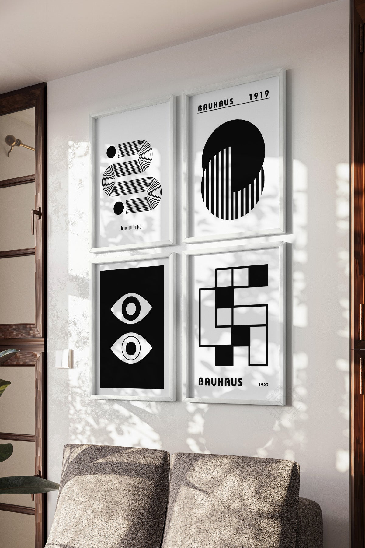 Bauhaus Minimal 4'lü Beyaz Çerçeveli Poster, Tablo Seti No:30