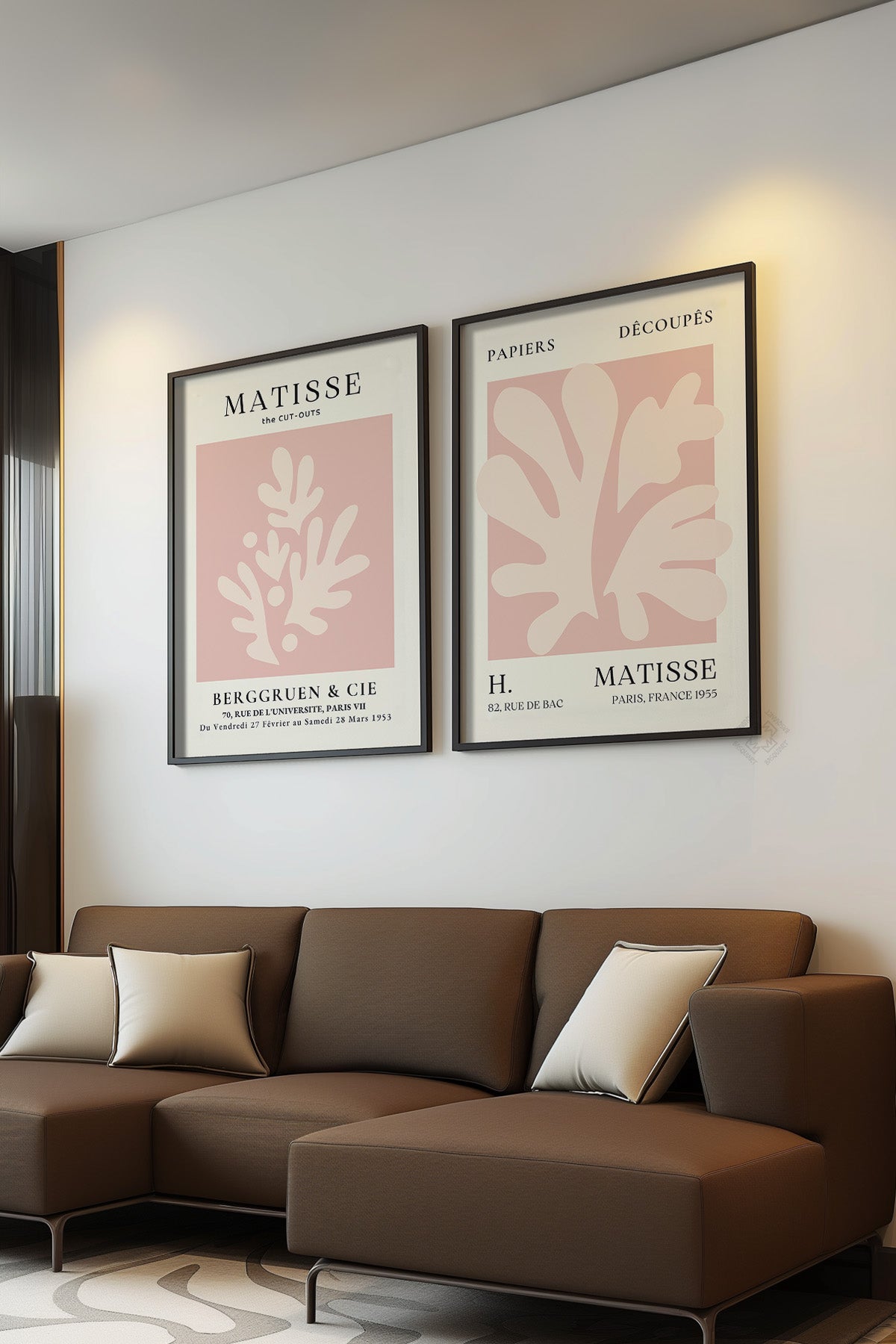 Pembe Matisse 2'li Siyah Çerçeveli Poster, Tablo Seti No:28