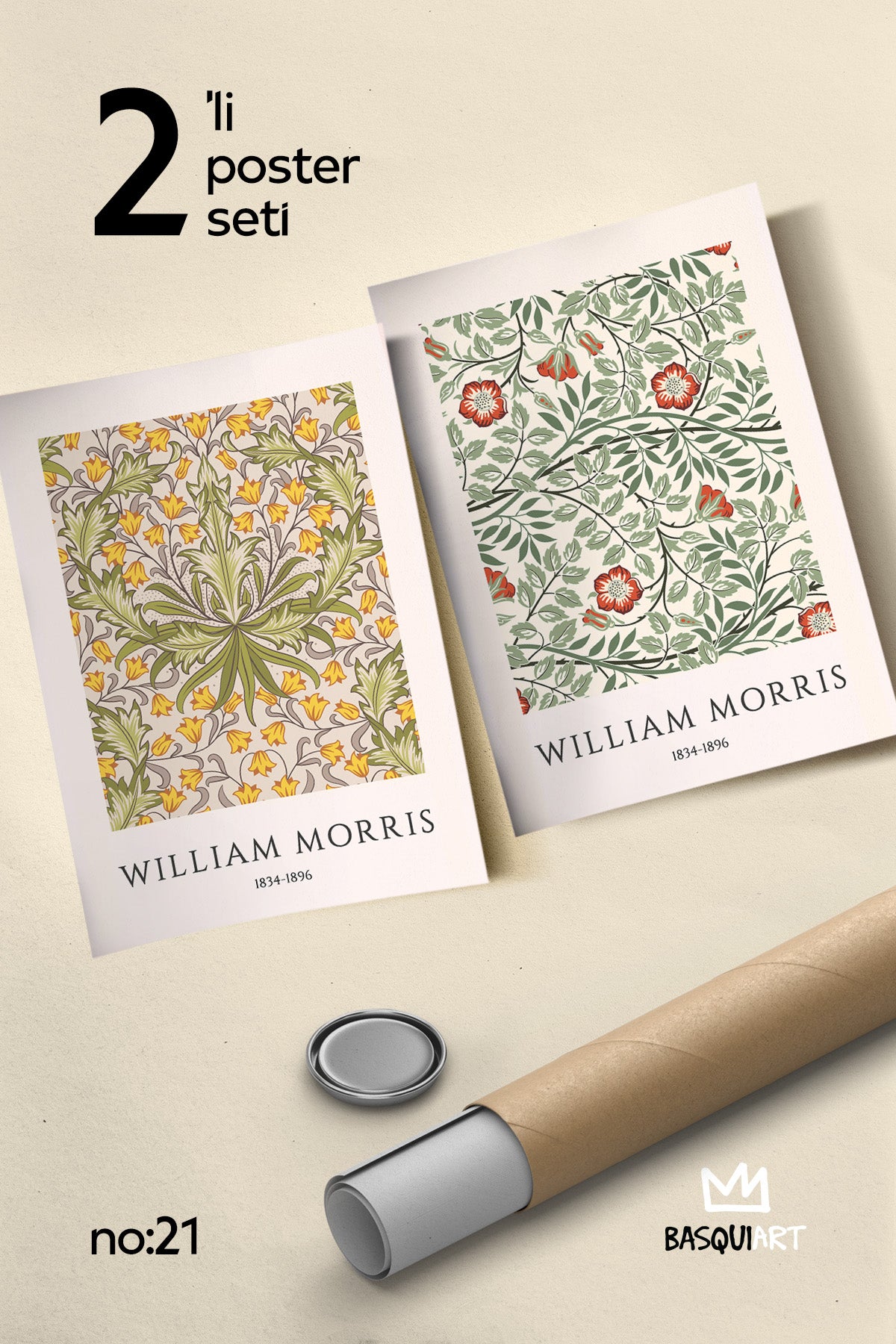 William Morris 2'li Poster Seti, Duvar Dekoru No:21