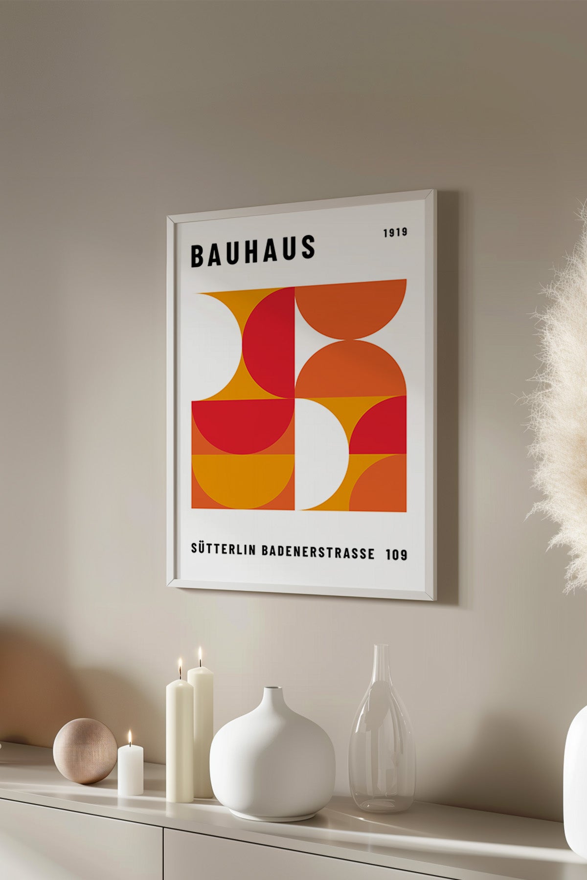 Bauhaus Serisi Beyaz Çerçeveli Poster, Tablo No:91