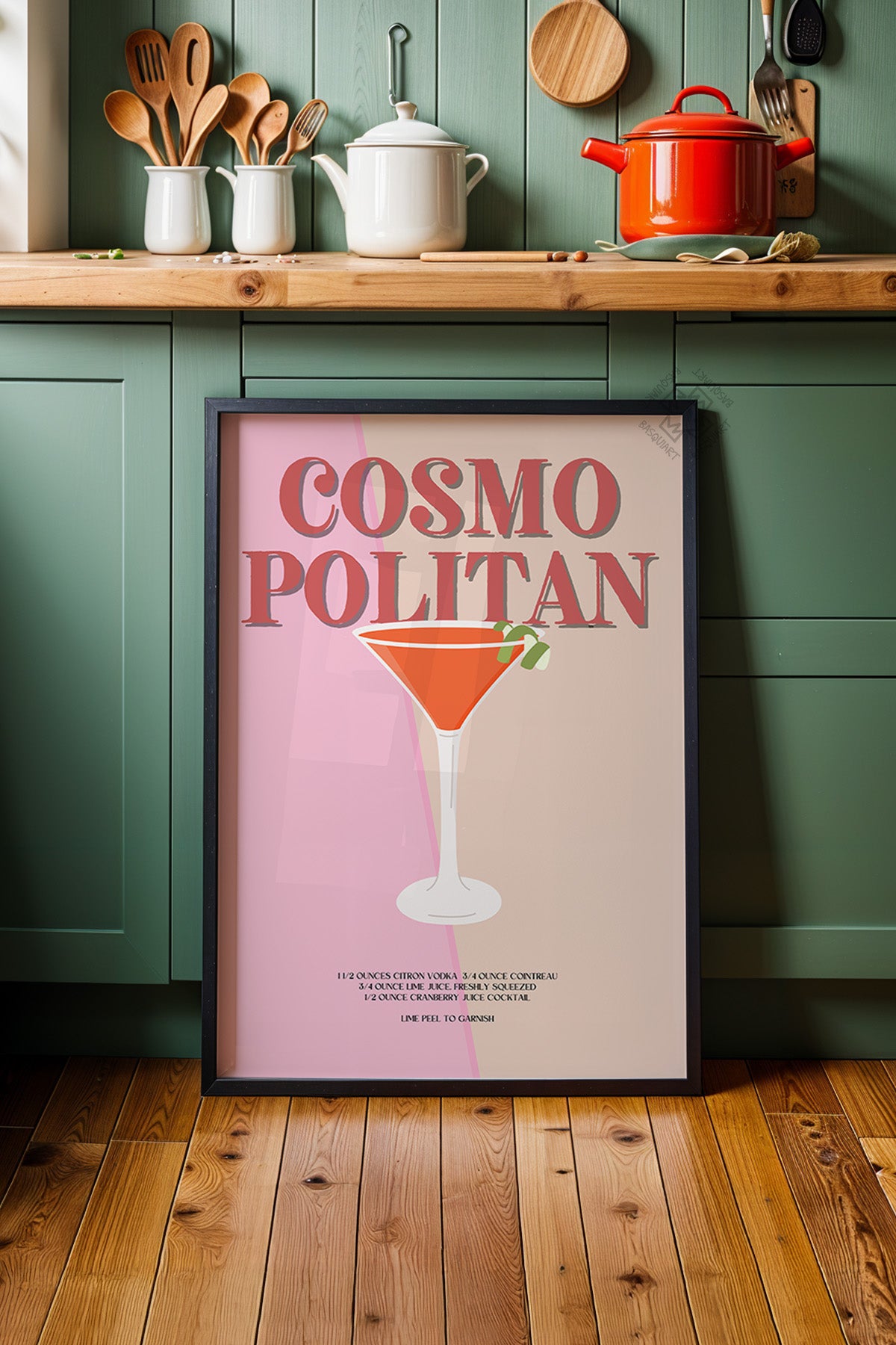 Kokteyl Serisi Siyah Çerçeveli Poster, Tablo, Cafe, Restoran, Mutfak Duvar Dekoru No:53