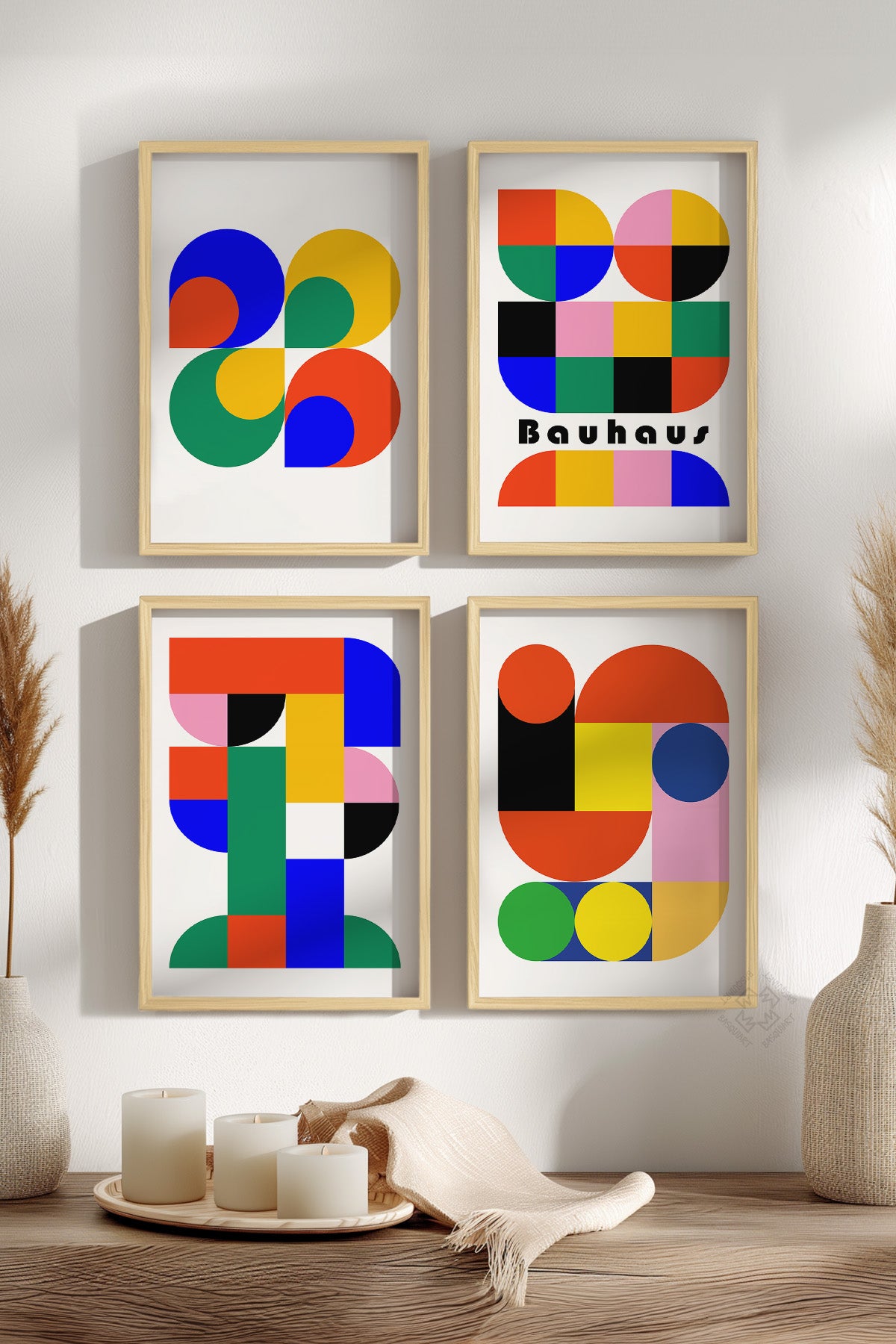 Bauhaus 4'lü Ahşap Çerçeveli Poster, Tablo Seti No:22