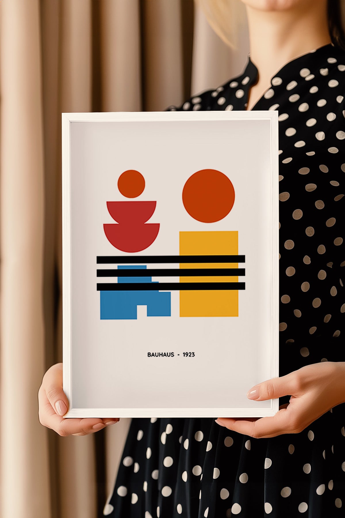 Bauhaus Serisi Beyaz Çerçeveli Poster, Tablo No:107
