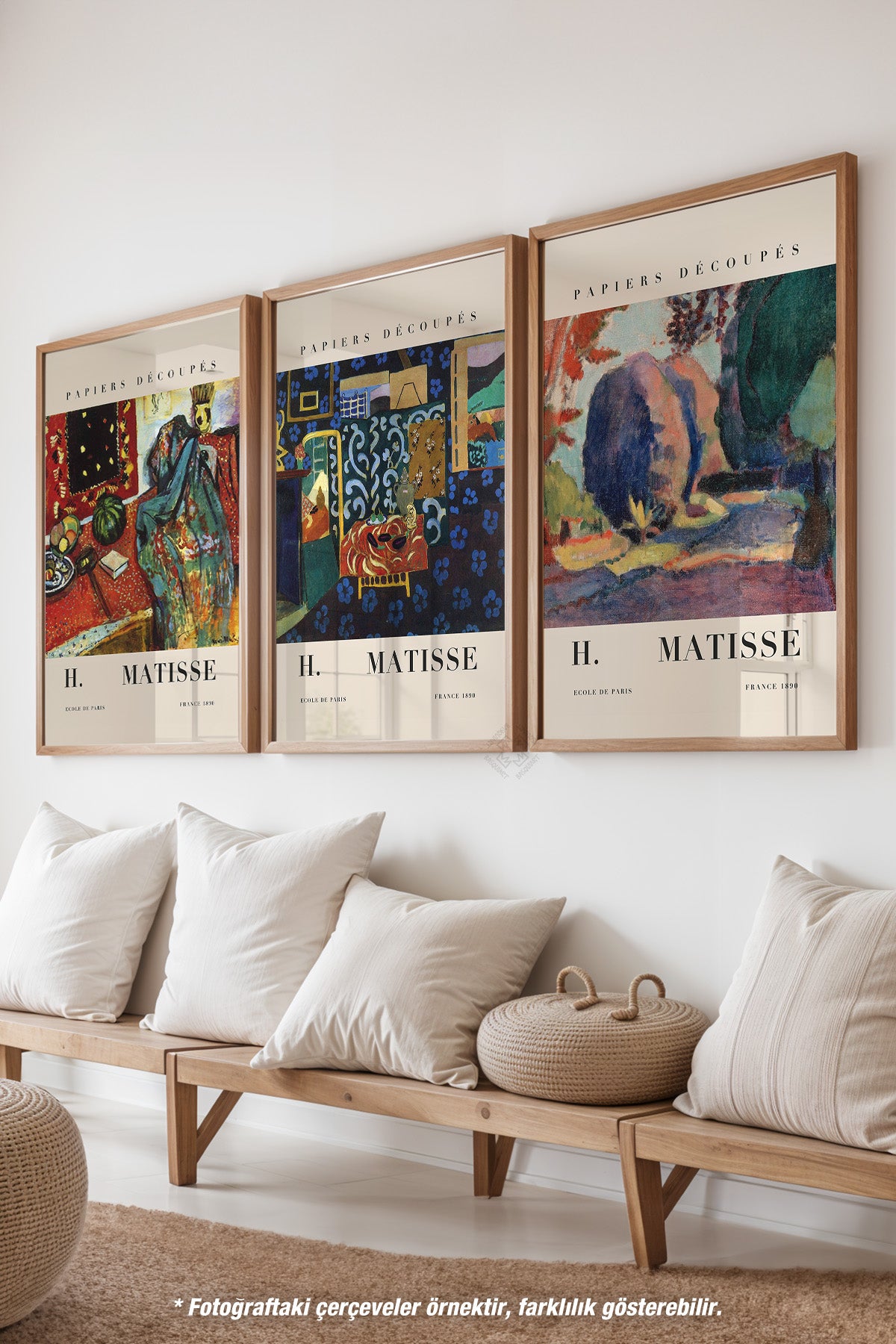 Henri Matisse 3'lü Ahşap Çerçeveli Poster, Tablo Seti No:18