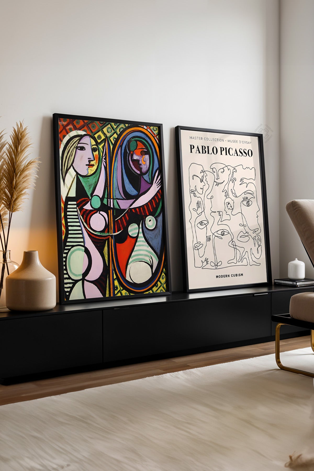Picasso 2'li Siyah Çerçeveli Poster, Sanatsal Tablo Seti No:10