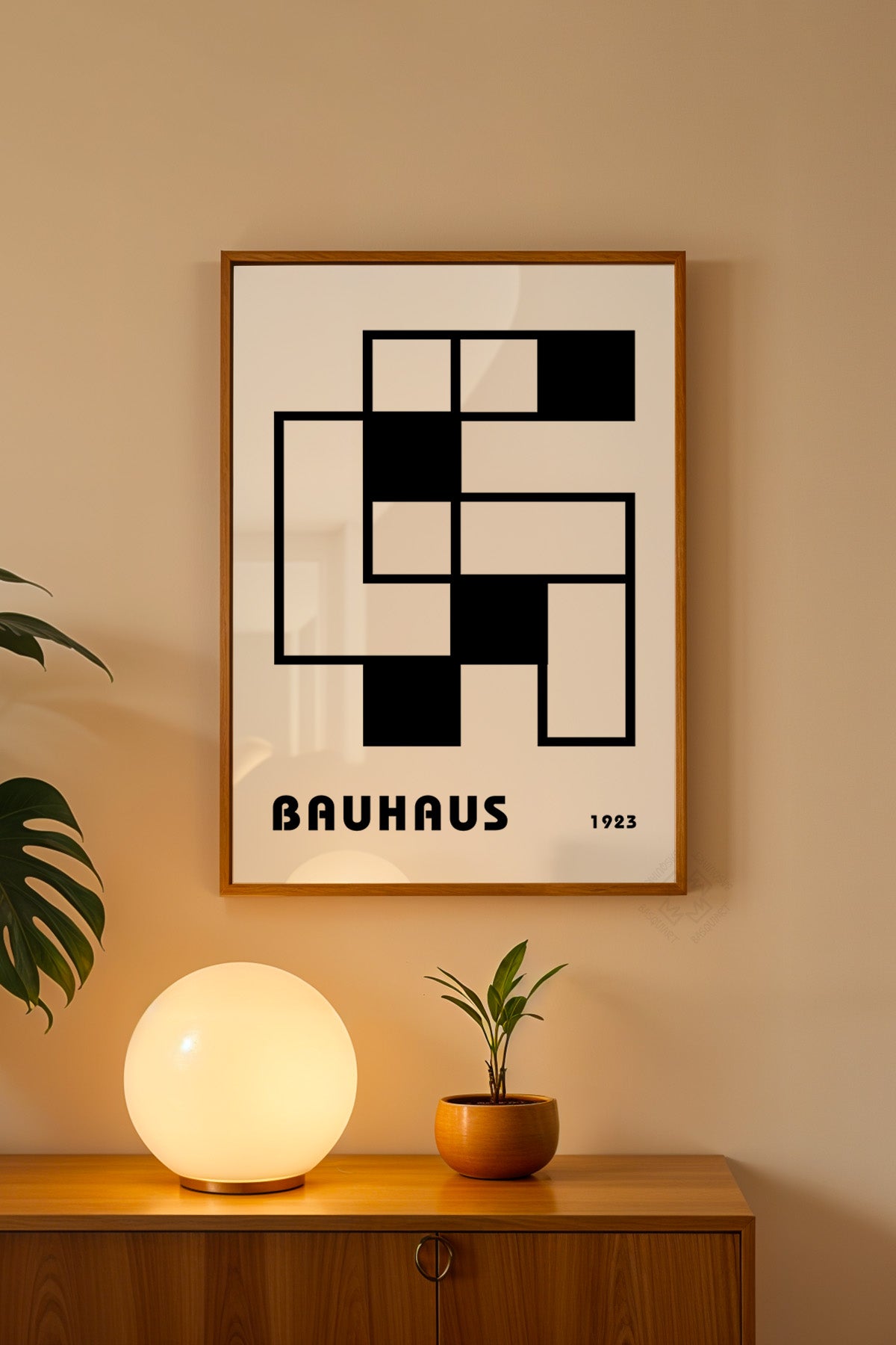 Bauhaus Serisi Ahşap Çerçeveli Poster, Tablo No:51
