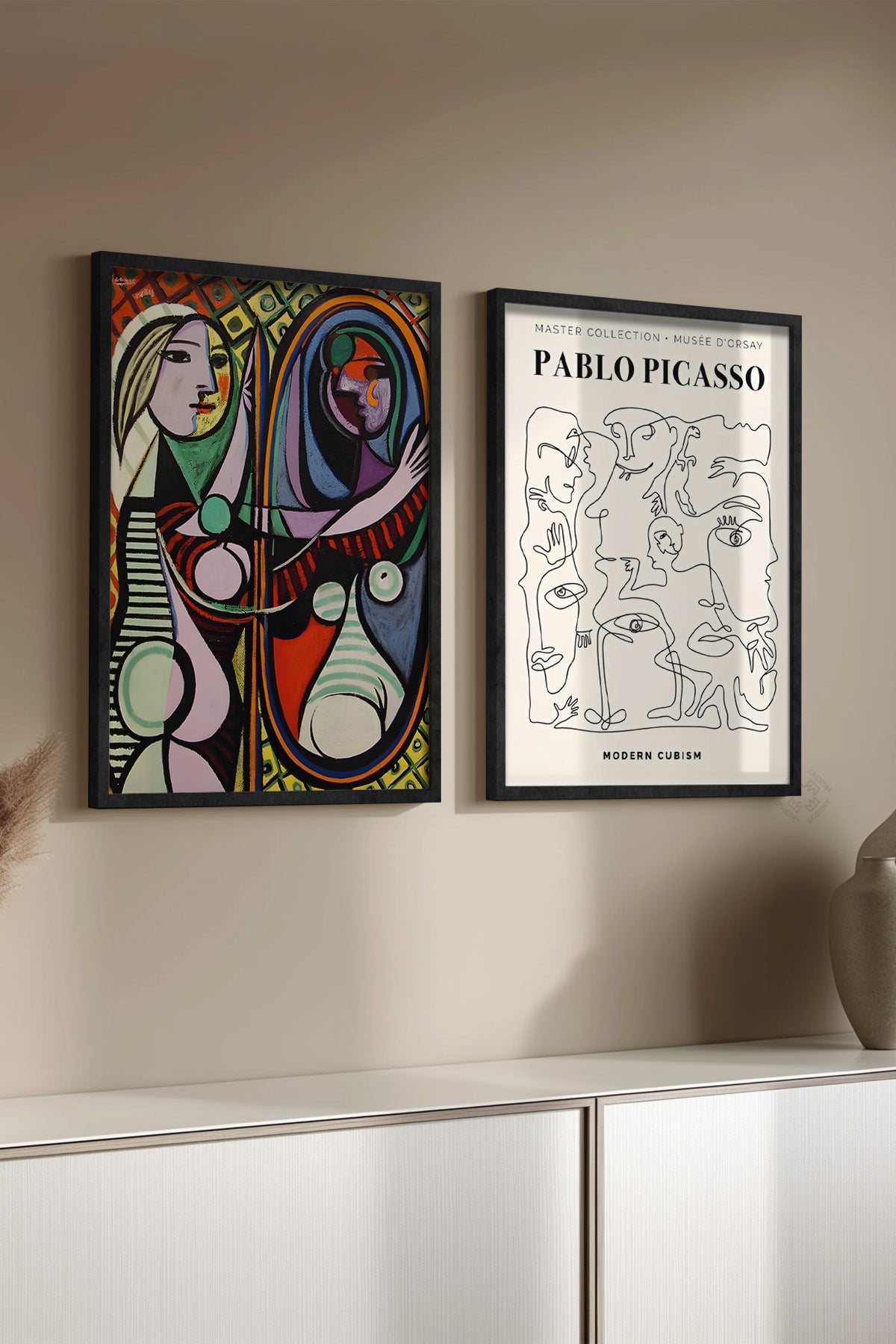 Picasso 2'li Siyah Çerçeveli Poster, Sanatsal Tablo Seti No:10