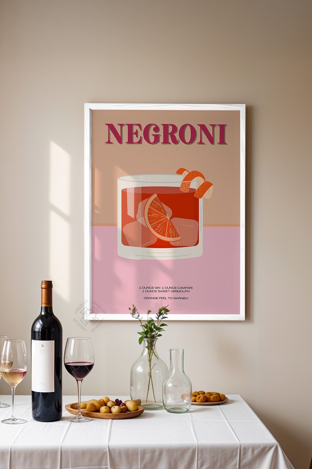 Kokteyl Serisi Beyaz Çerçeveli Poster, Tablo, Cafe, Restoran, Mutfak Duvar Dekoru No:55