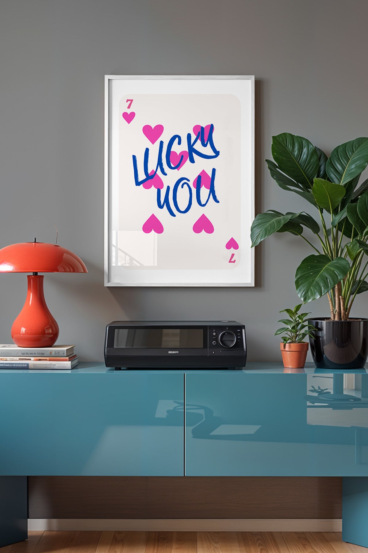 Lucky You Serisi Beyaz Çerçeveli Poster, Tablo Duvar Dekoru No:124