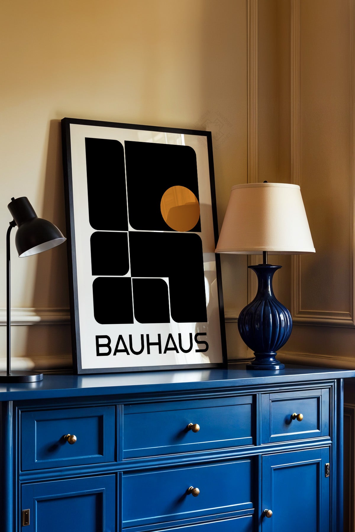 Bauhaus Serisi Siyah Çerçeveli Poster, Tablo No:82