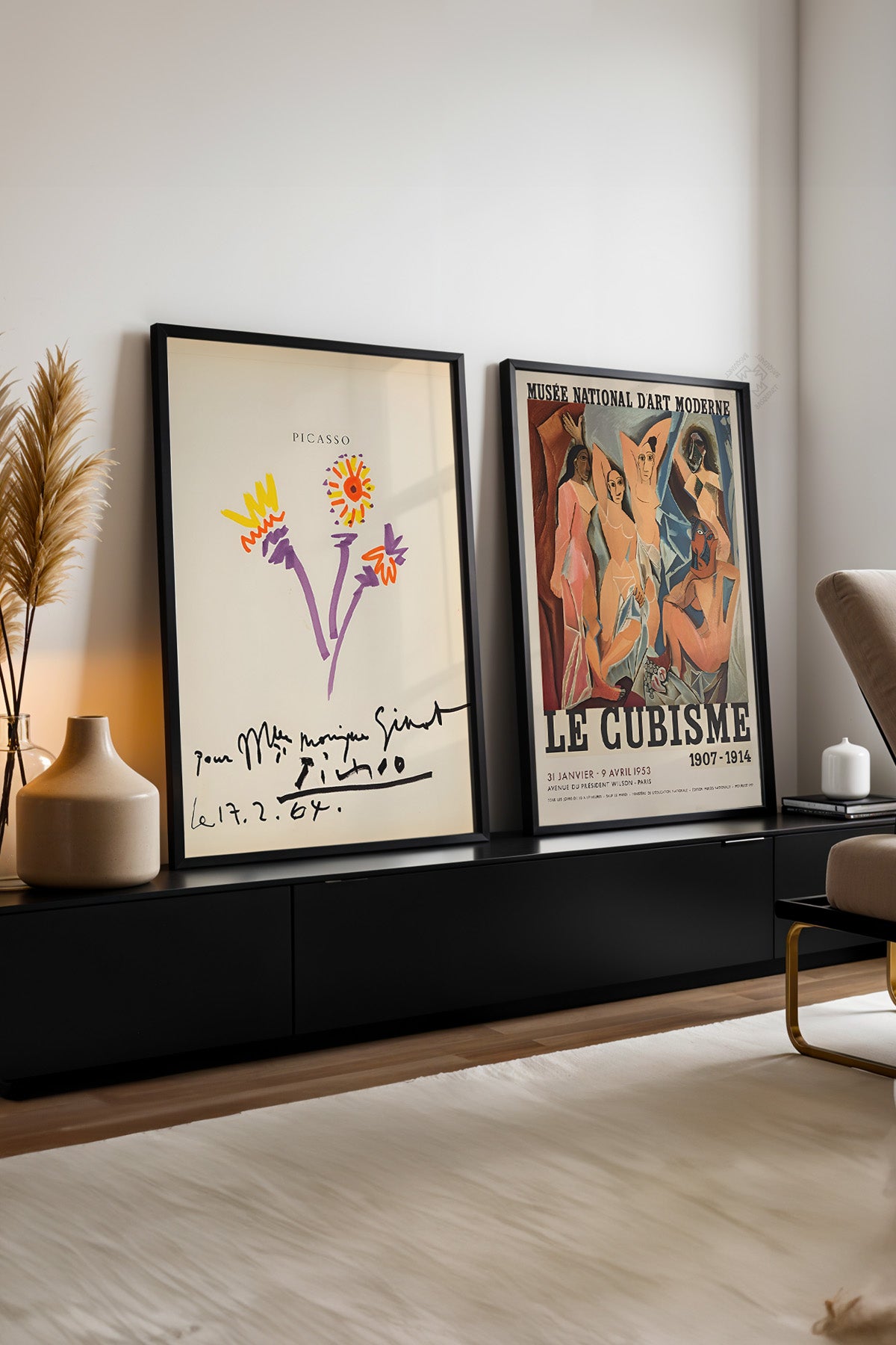 Picasso 2'li Siyah Çerçeveli Poster, Sanatsal Tablo Seti No:12