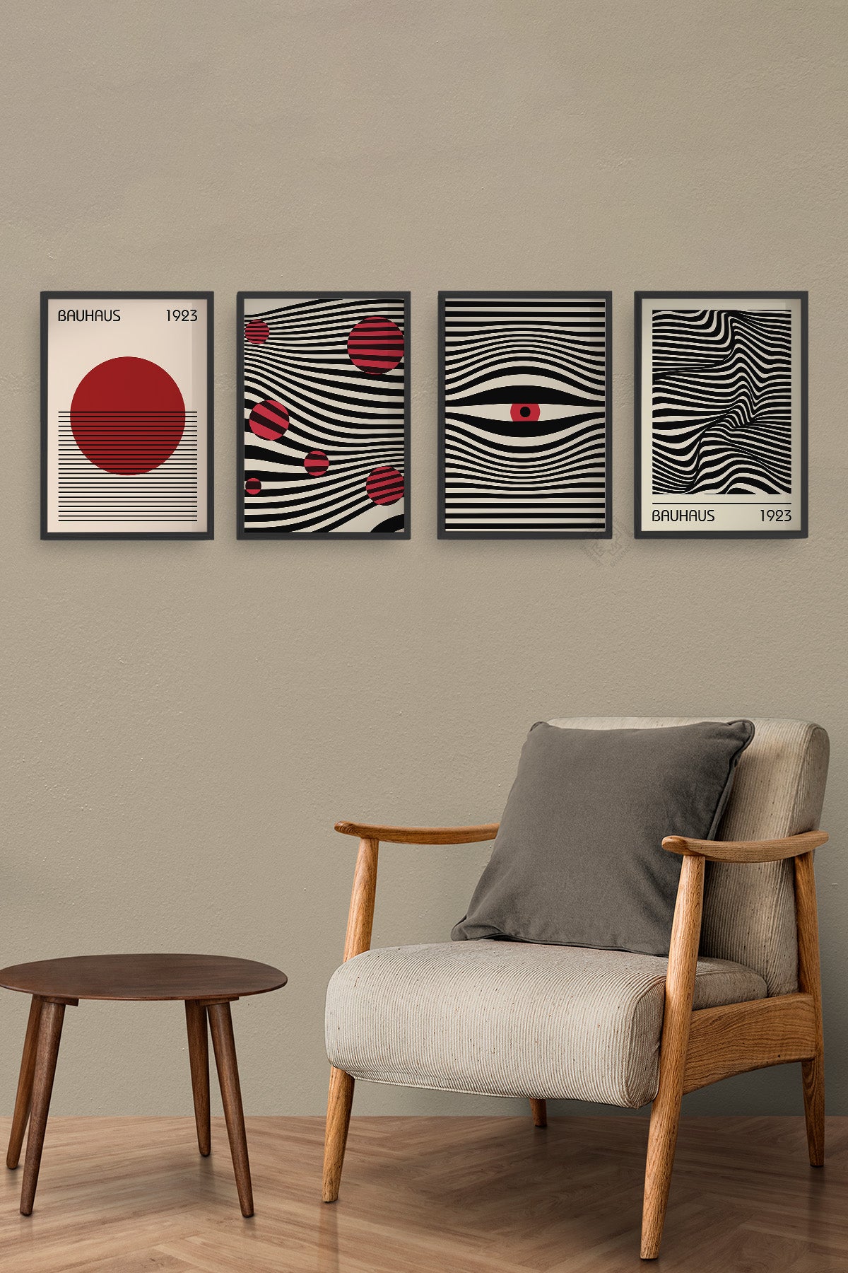 Bauhaus 4'lü Siyah Çerçeveli Poster, Tablo Seti No:32