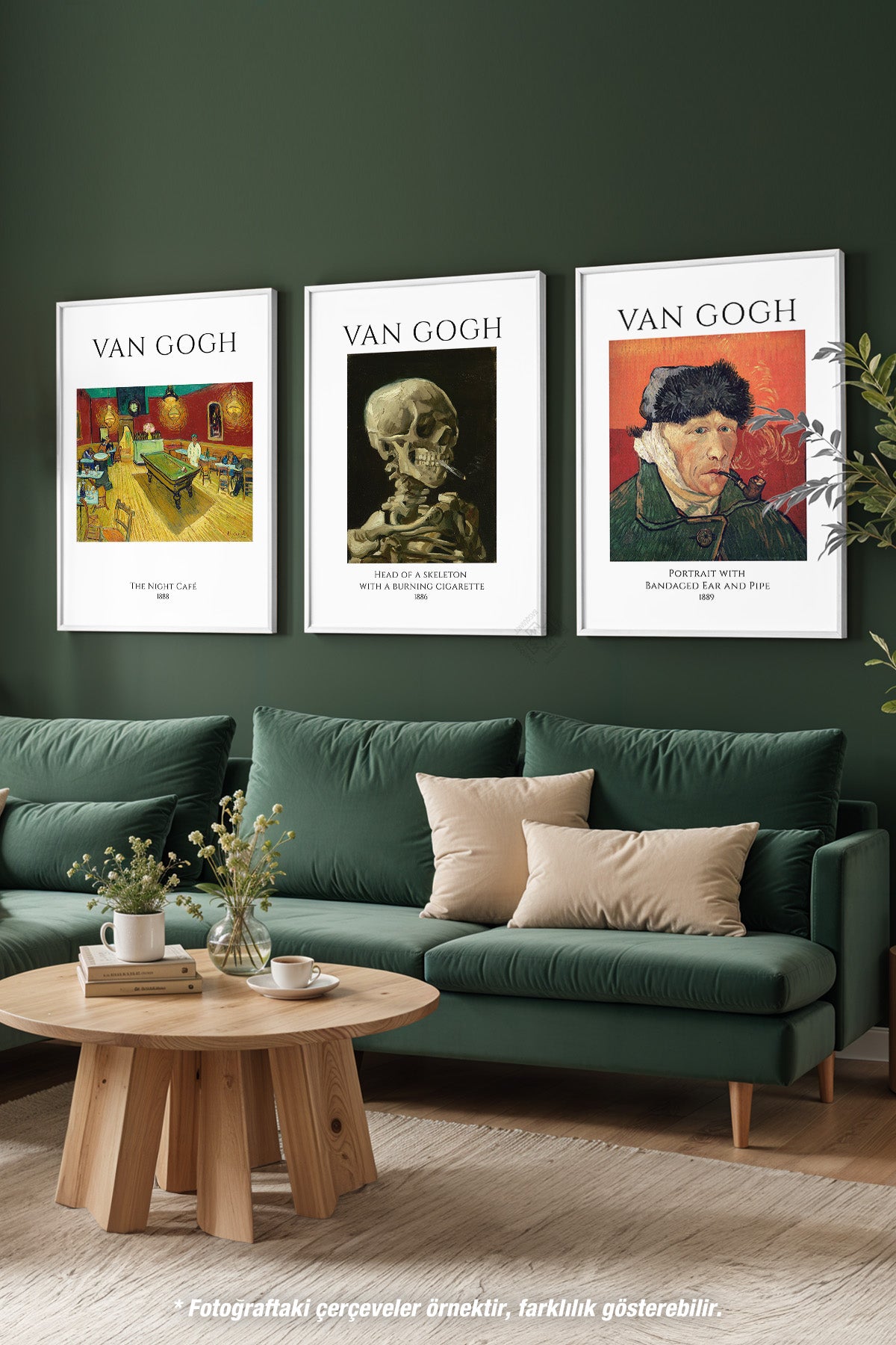 Van Gogh Sanatsal 3'lü Beyaz Çerçeveli Poster, Tablo Seti No:3