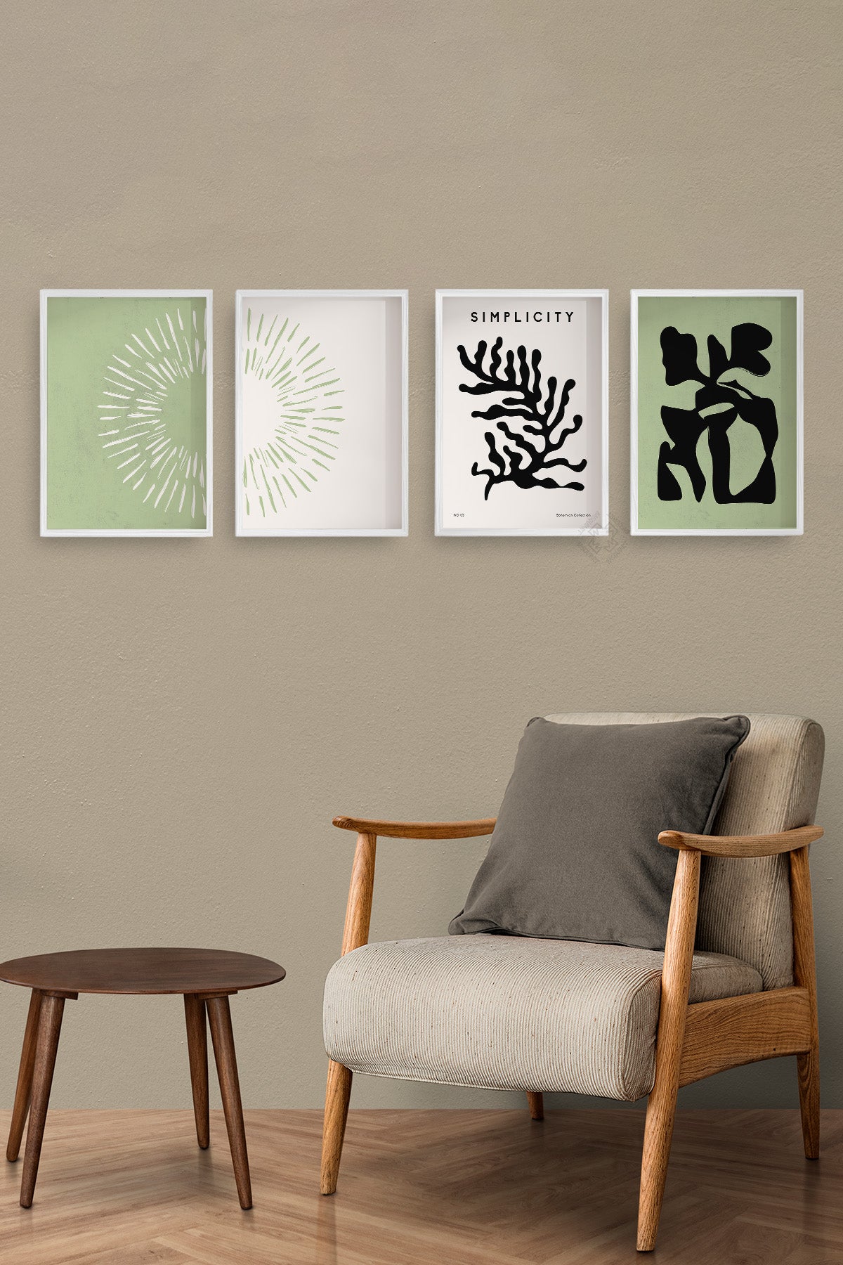 Minimalist 4'lü Beyaz Çerçeveli Poster, Tablo Seti No:5