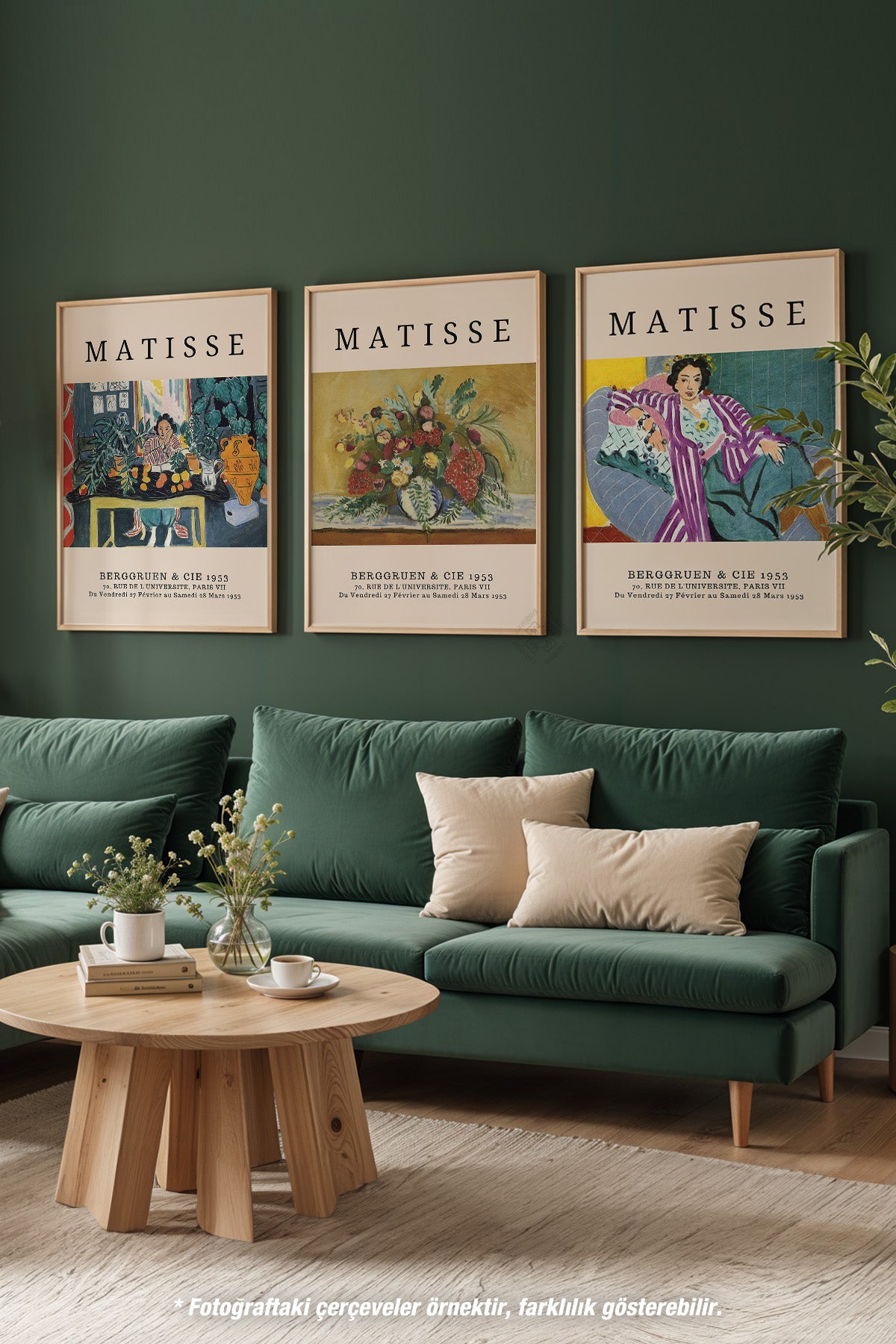 Matisse 3'lü Ahşap Çerçeveli Poster, Tablo Seti No:12
