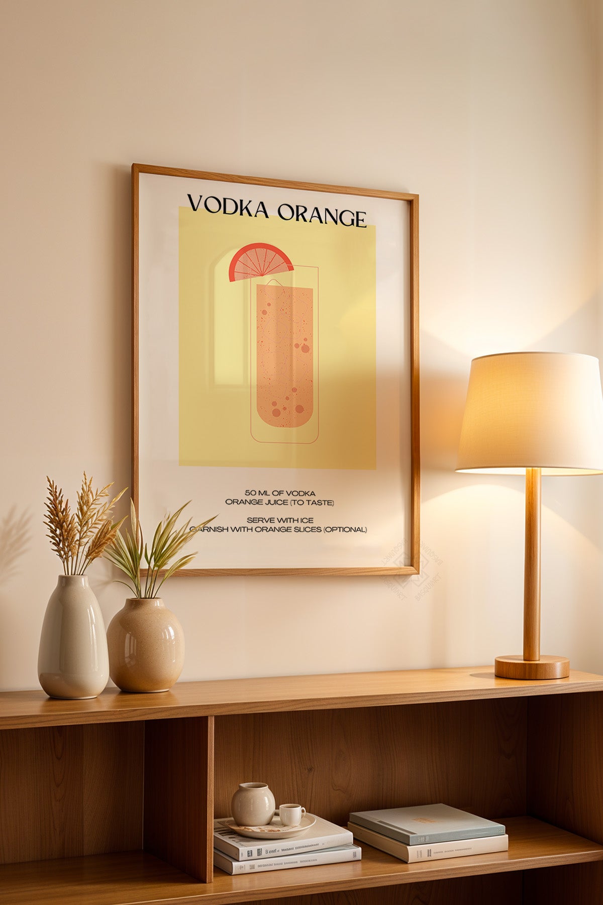 Kokteyl Serisi Ahşap Çerçeveli Poster, Tablo, Cafe, Restoran, Mutfak Duvar Dekoru No:18
