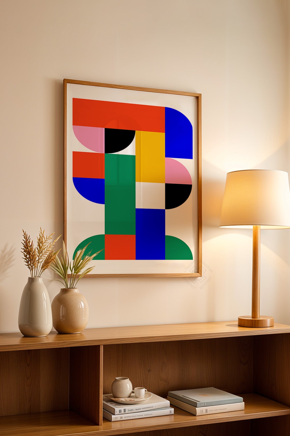 Bauhaus Serisi Ahşap Çerçeveli Poster, Tablo No:14
