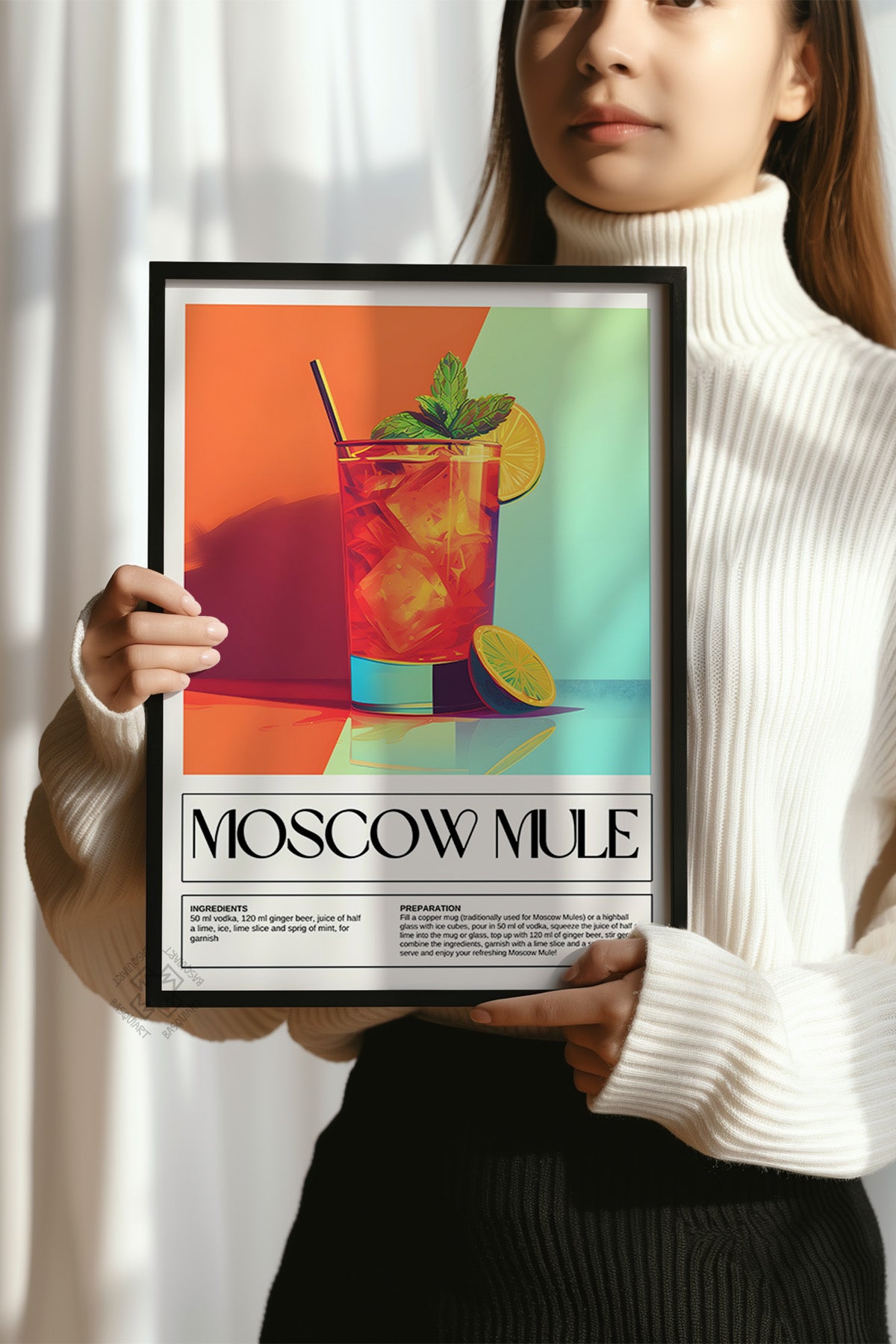 Kokteyl Serisi Siyah Çerçeveli Poster, Tablo, Cafe, Restoran, Mutfak Duvar Dekoru No:11