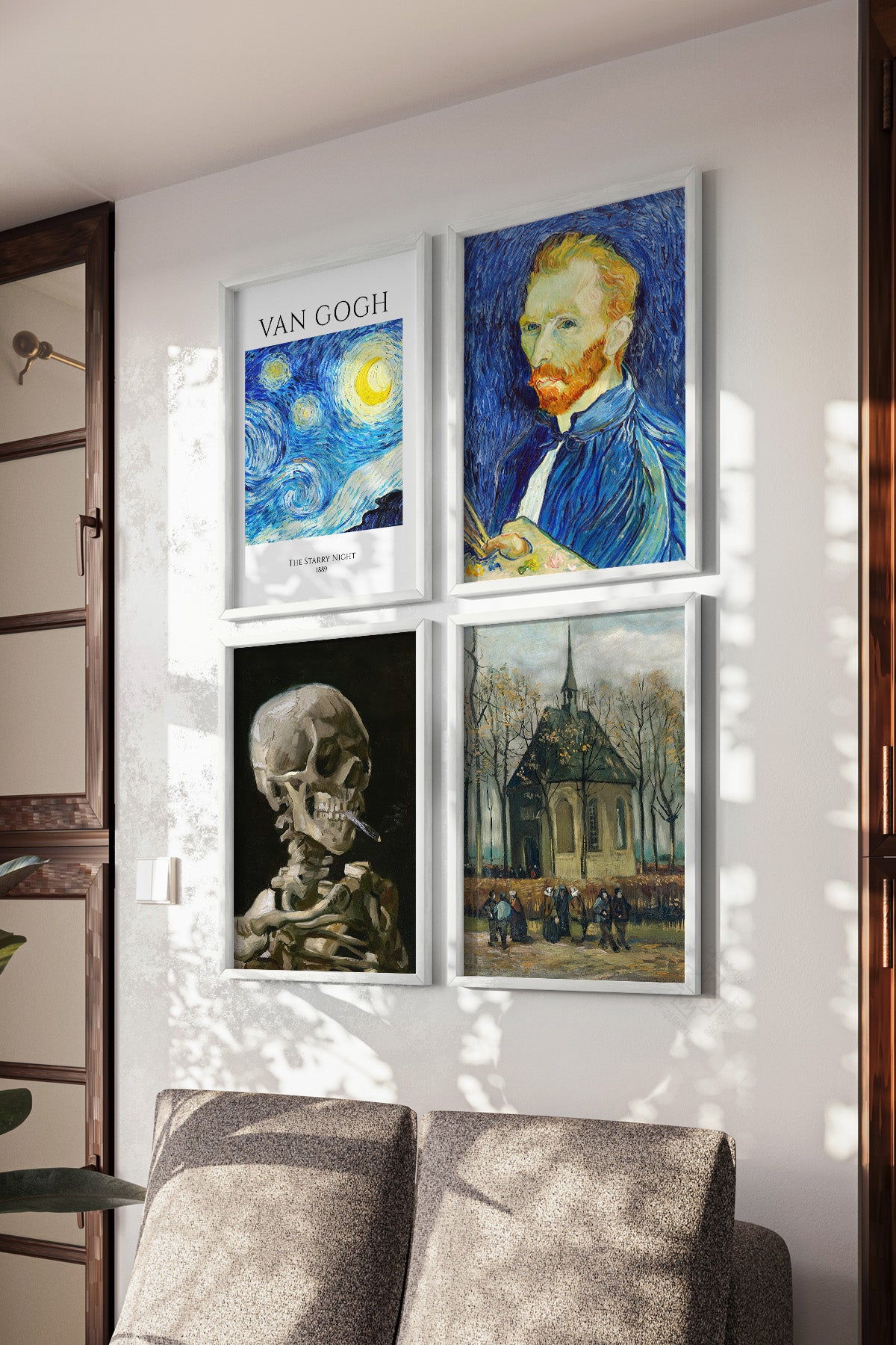 Van Gogh Sanatsal 4'lü Beyaz Çerçeveli Poster, Tablo Seti No:49