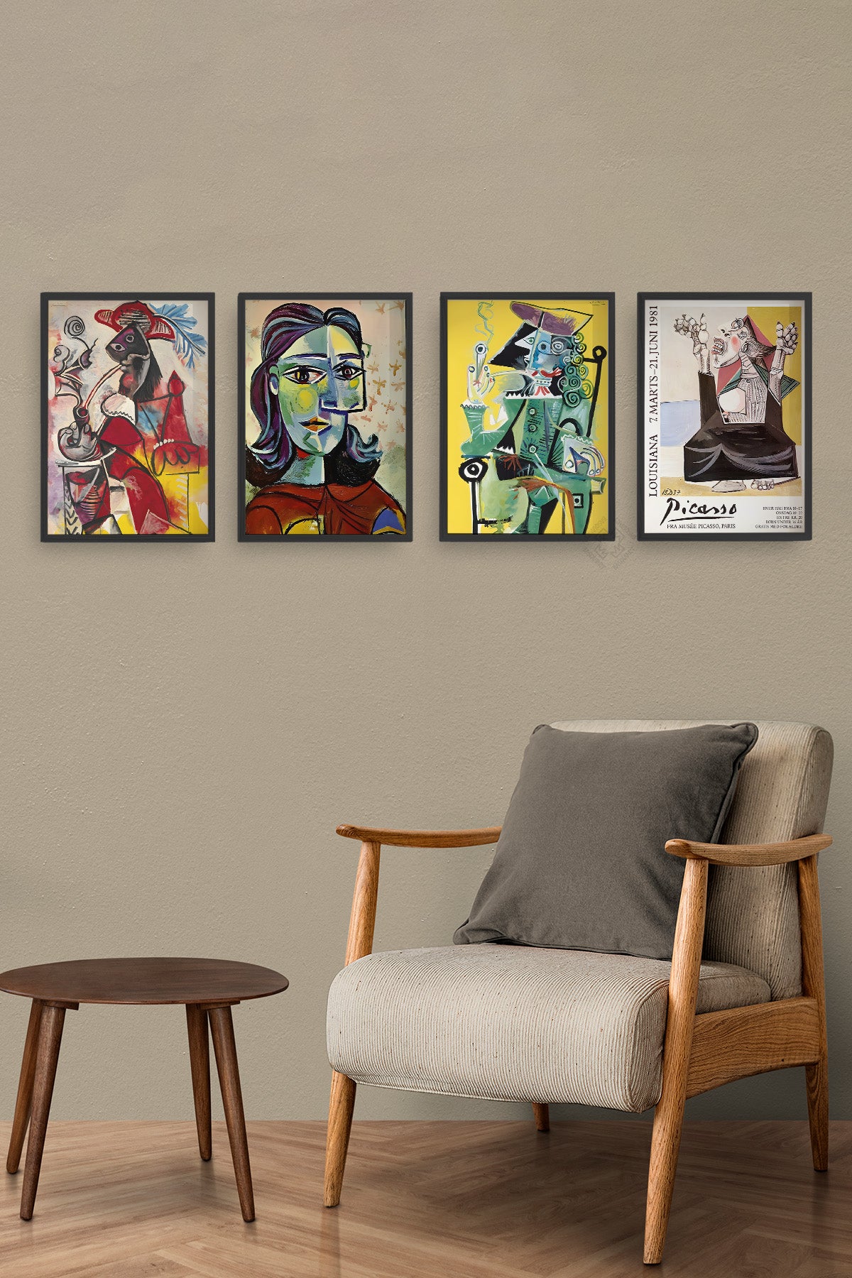 Picasso Sanatsal 4'lü Siyah Çerçeveli Poster, Tablo Seti No:34