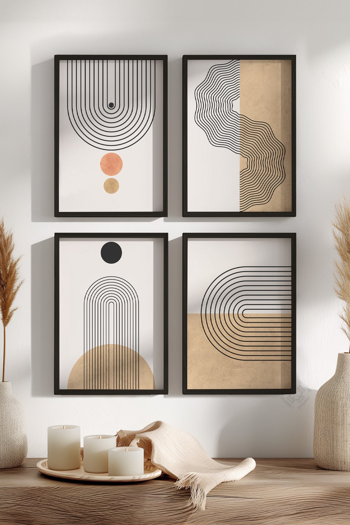 Bohemian 4'lü Siyah Çerçeveli Poster, Tablo Seti No:16