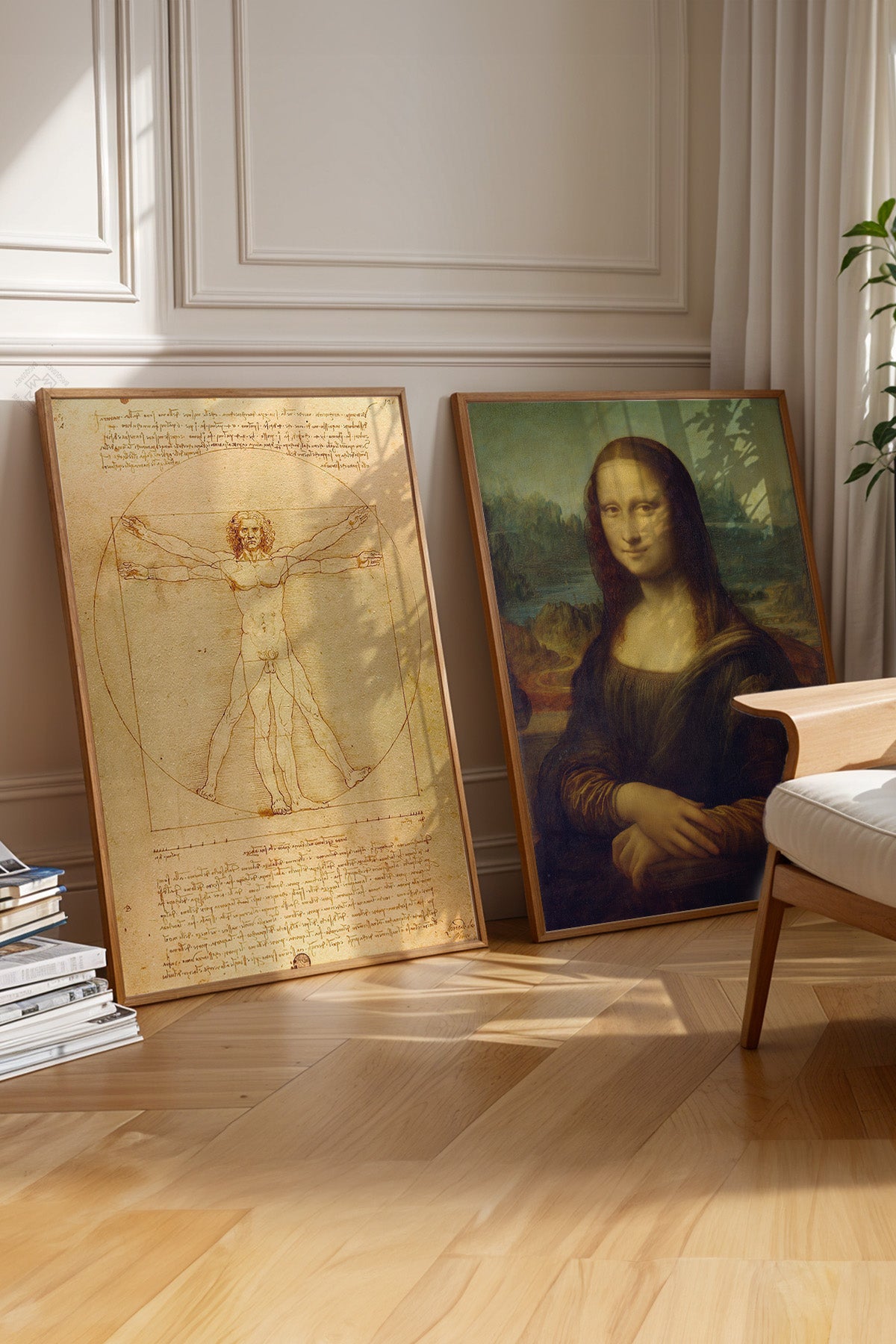 Leonardo da Vinci 2'li Ahşap Çerçeveli Poster, Tablo Seti No:34