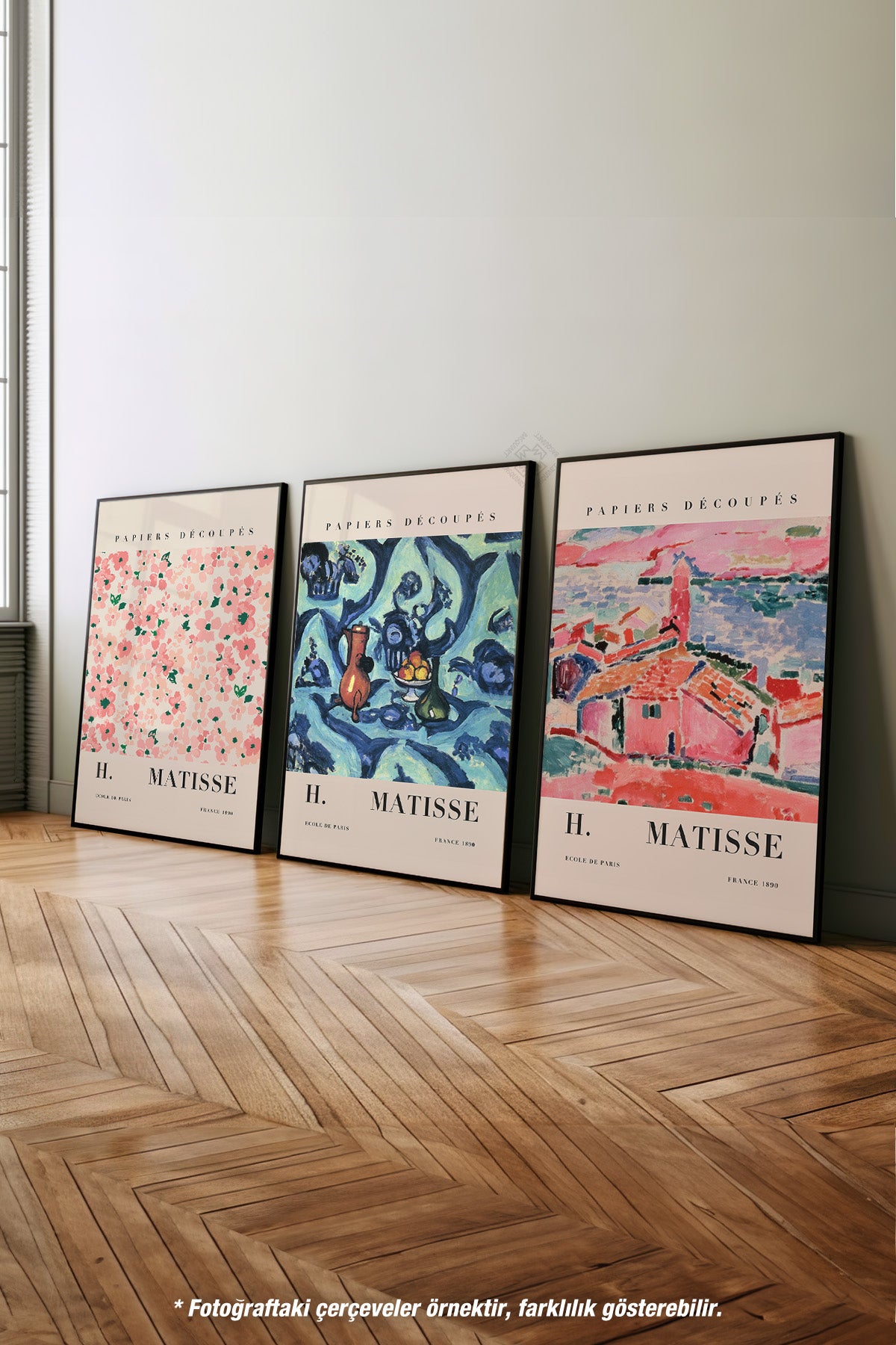 H Matisse 3'lü Siyah Çerçeveli Poster, Tablo Seti No:17