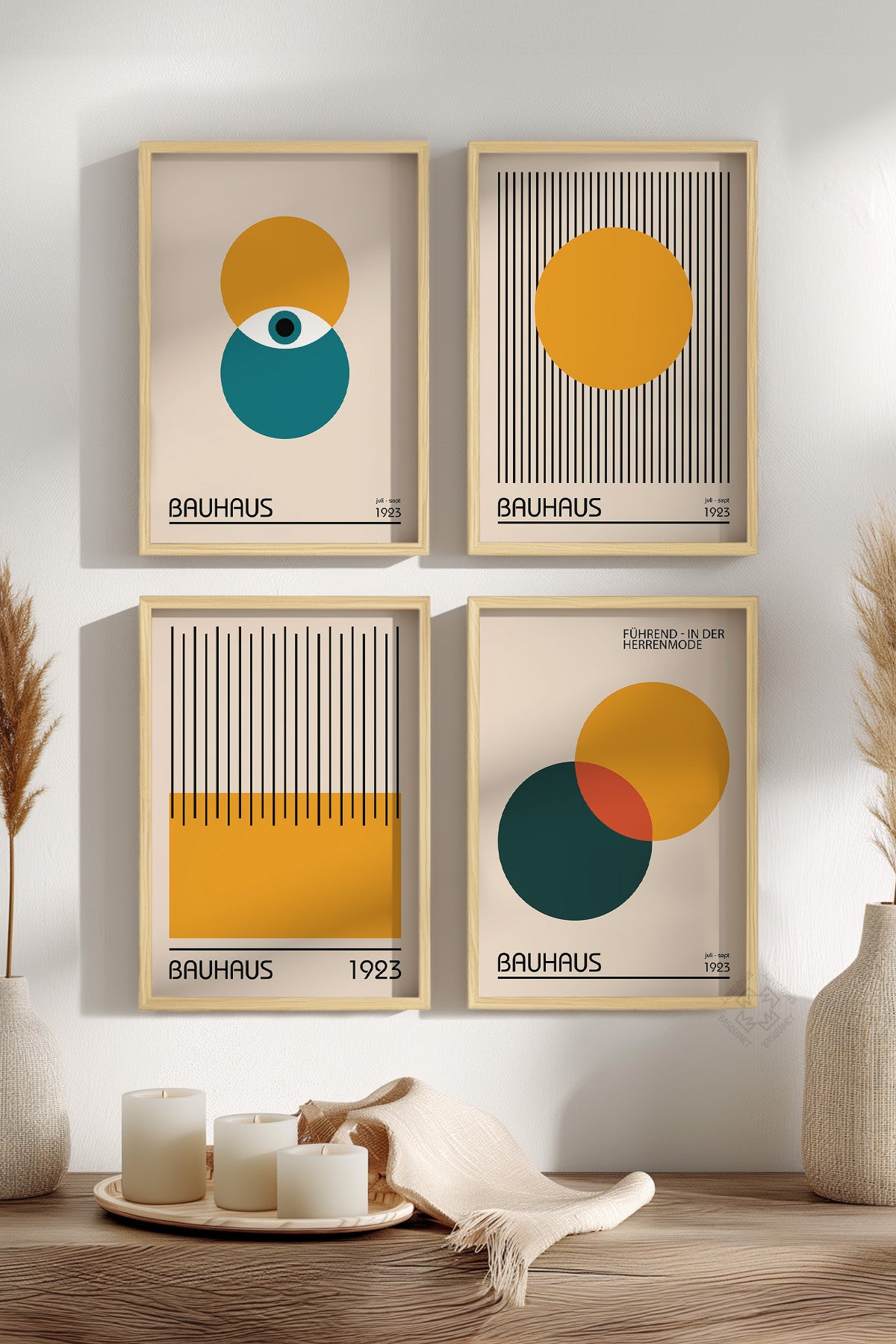 Bauhaus 4'lü Ahşap Çerçeveli Poster, Tablo Seti No:23