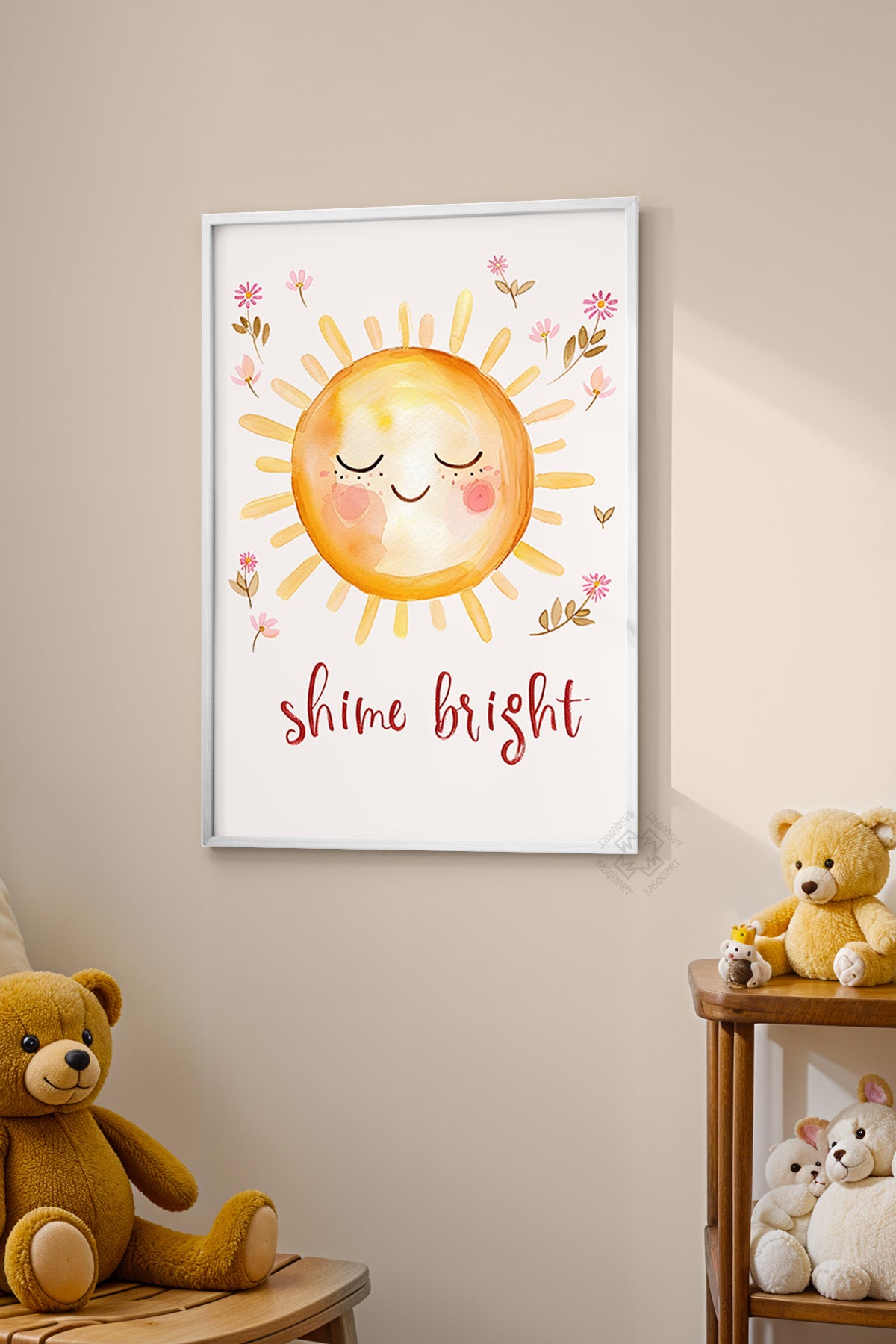 Çocuk Odası, Bebek Odası Beyaz Çerçeveli Poster, Tablo No:89