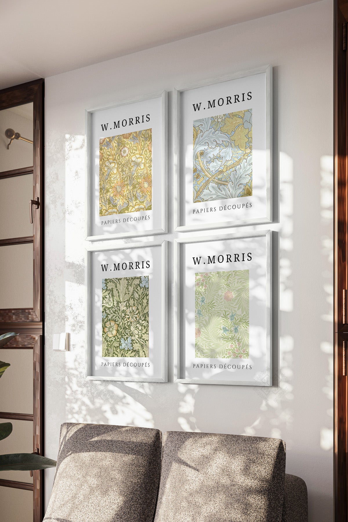 William Morris 4'lü Beyaz Çerçeveli Poster, Tablo Seti No:41