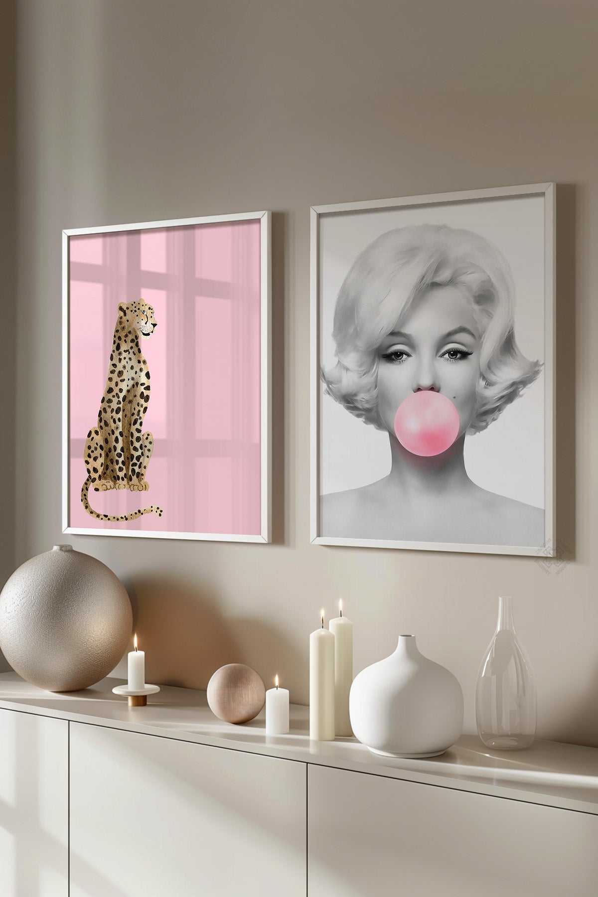 Marilyn Monroe 2'li Beyaz Çerçeveli Poster, Tablo Seti No:6