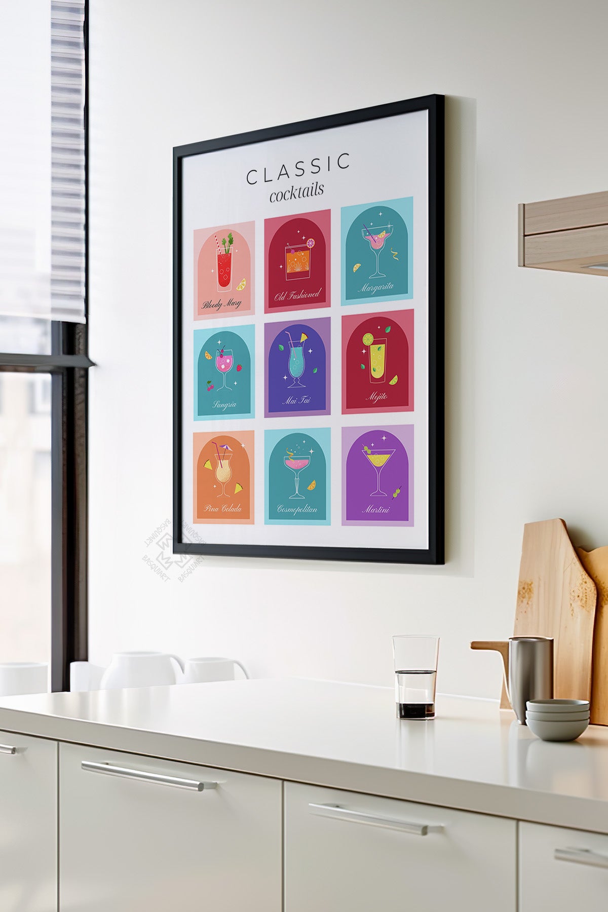 Kokteyl Serisi Siyah Çerçeveli Poster, Tablo, Cafe, Restoran, Mutfak Duvar Dekoru No:31
