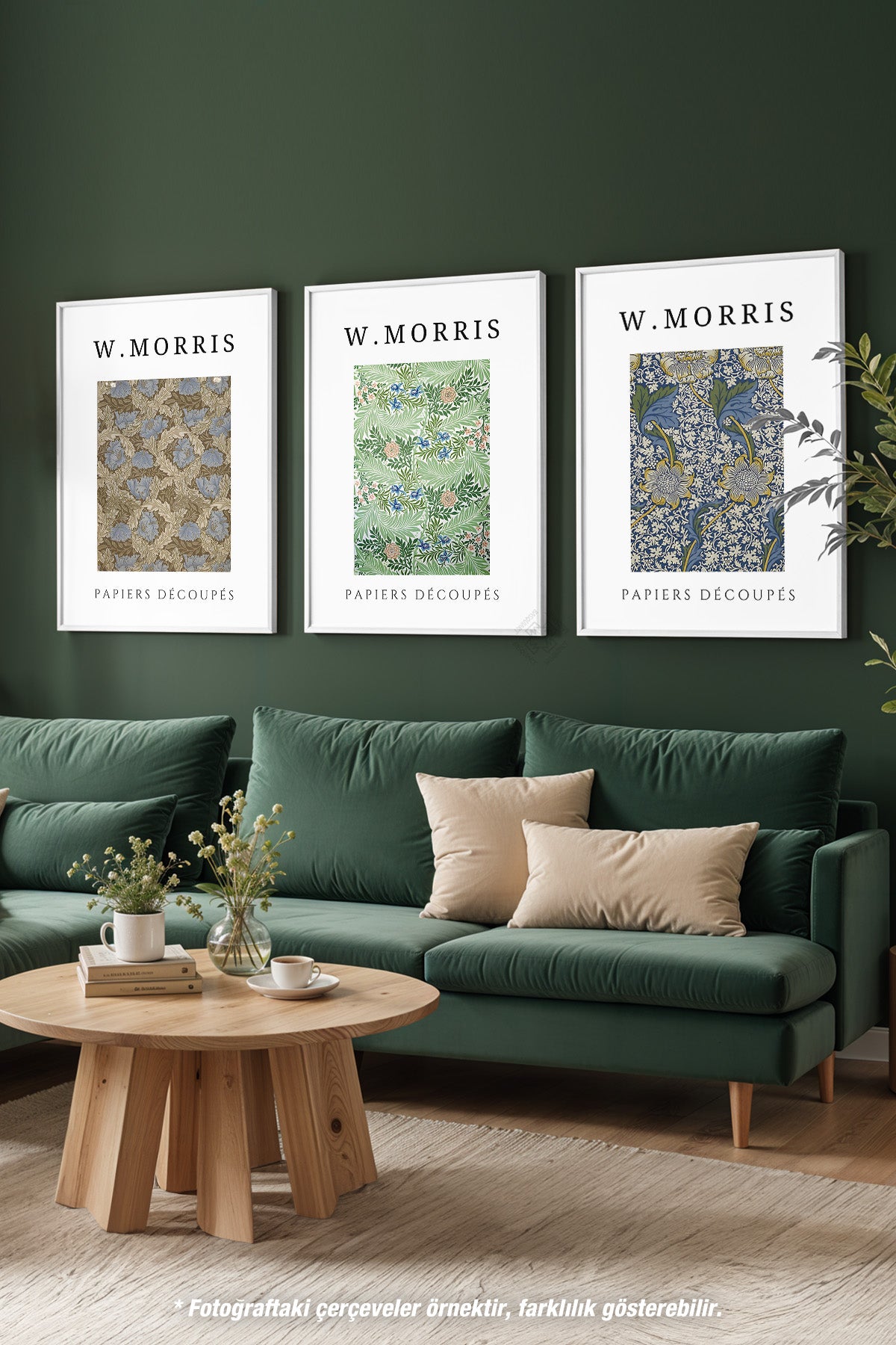 William Morris 3'lü Beyaz Çerçeveli Poster, Tablo Seti No:6