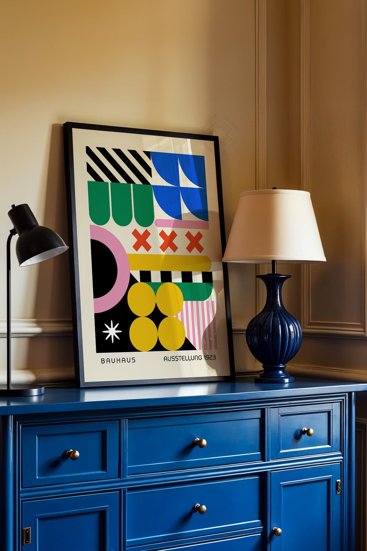 Bauhaus Serisi Siyah Çerçeveli Poster, Tablo No:96