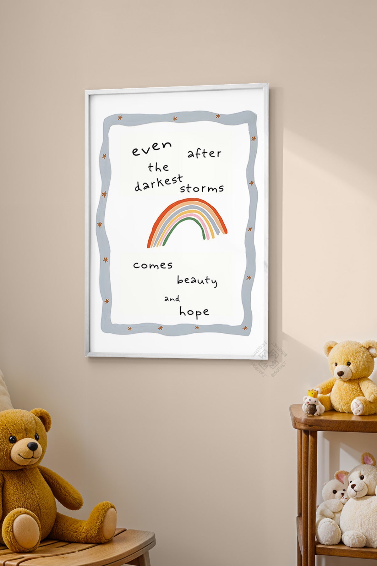 Çocuk Odası, Bebek Odası Beyaz Çerçeveli Poster, Tablo No:197