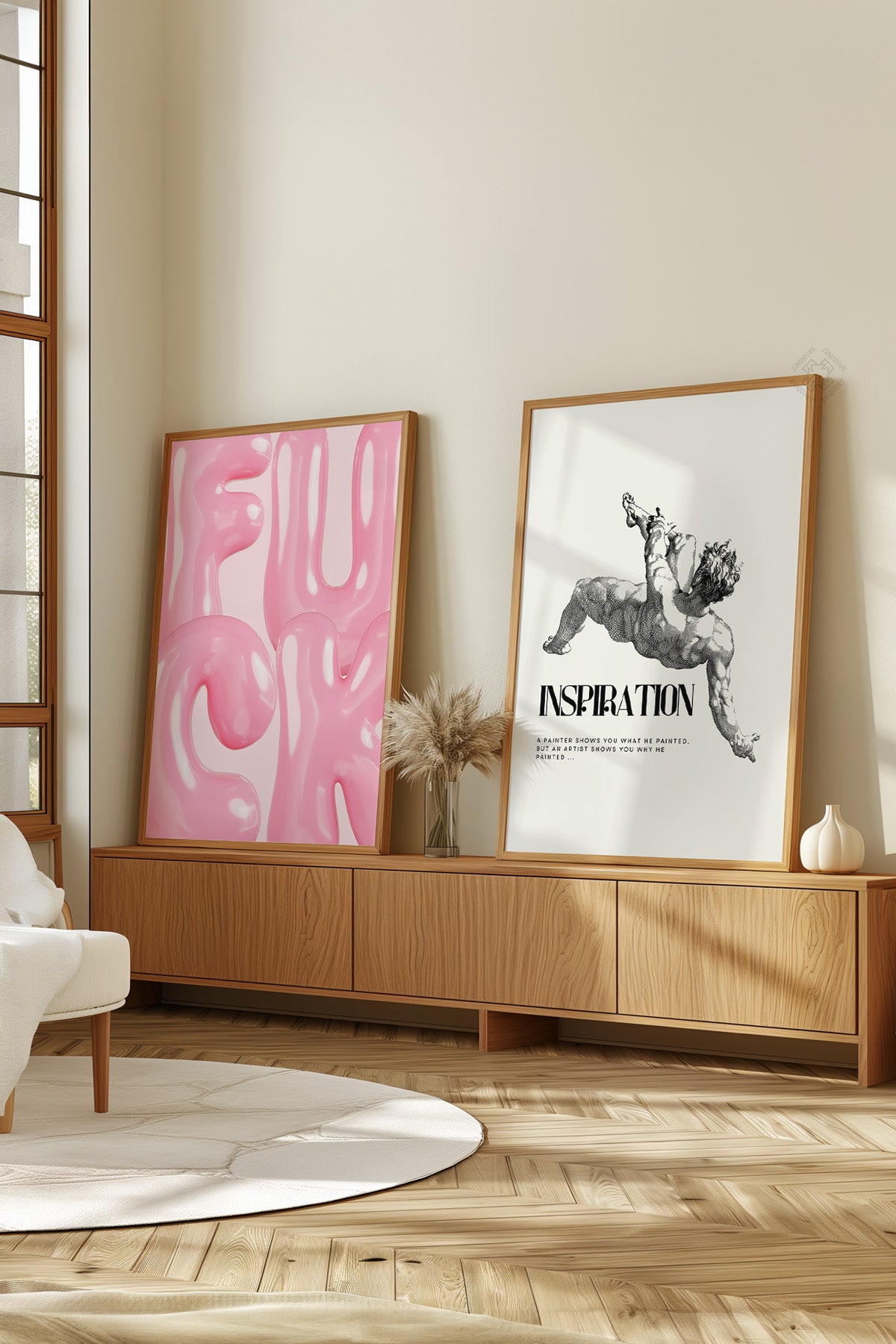 Modern Sanatsal 2'li Ahşap Çerçeveli Poster, Tablo Seti No:9