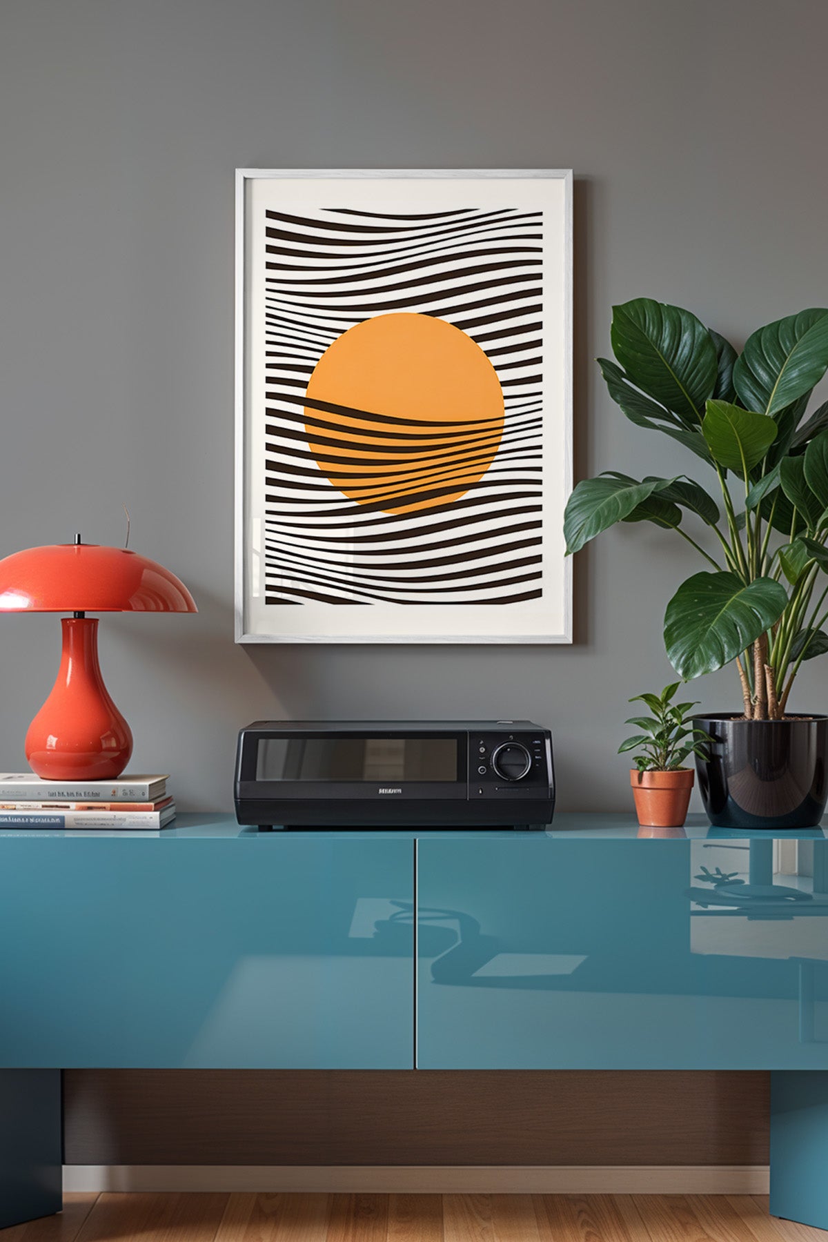 Bauhaus Serisi Beyaz Çerçeveli Poster, Tablo No:34