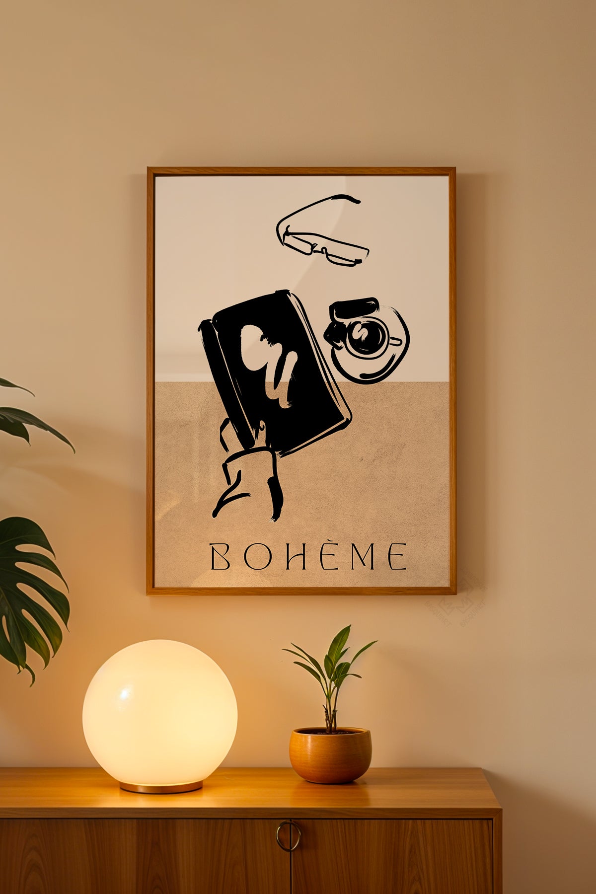 Bohemian Serisi Ahşap Çerçeveli Poster, Tablo No:68