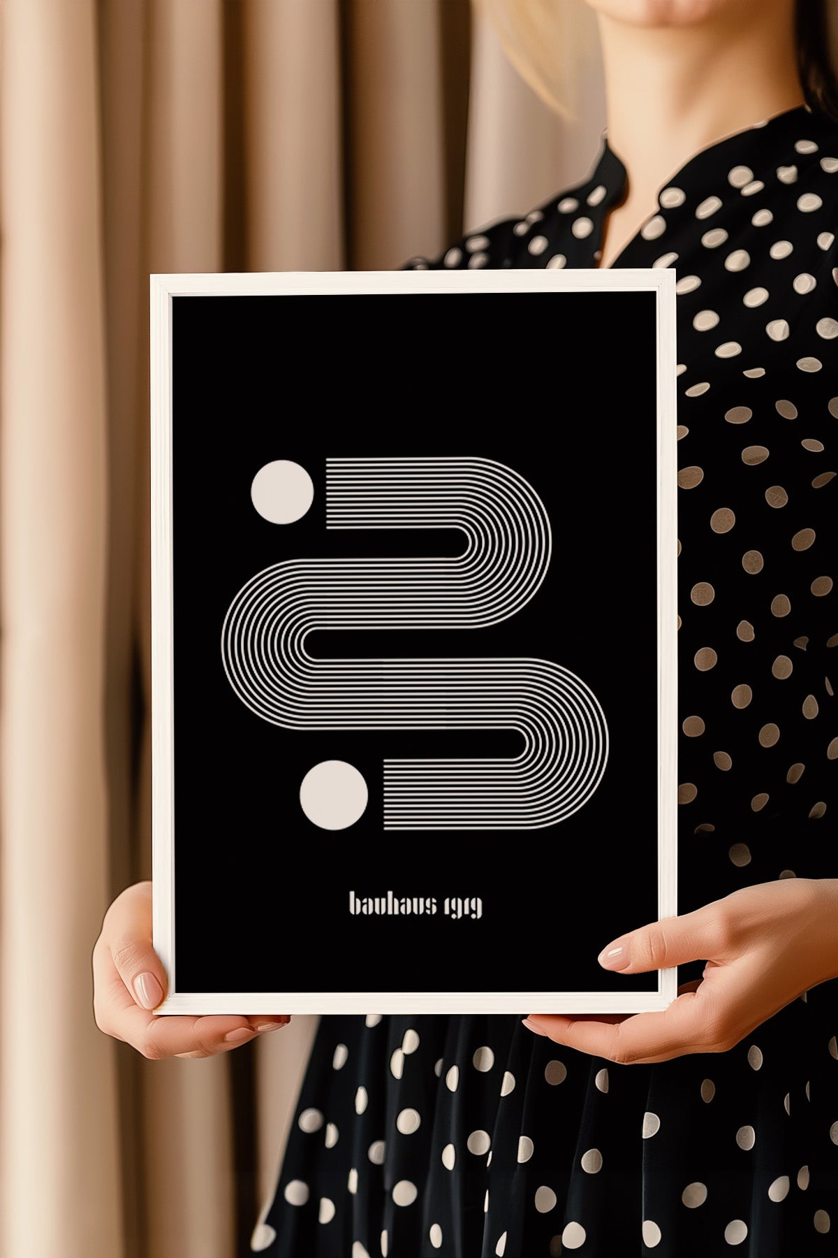 Bauhaus Serisi Beyaz Çerçeveli Poster, Tablo No:43