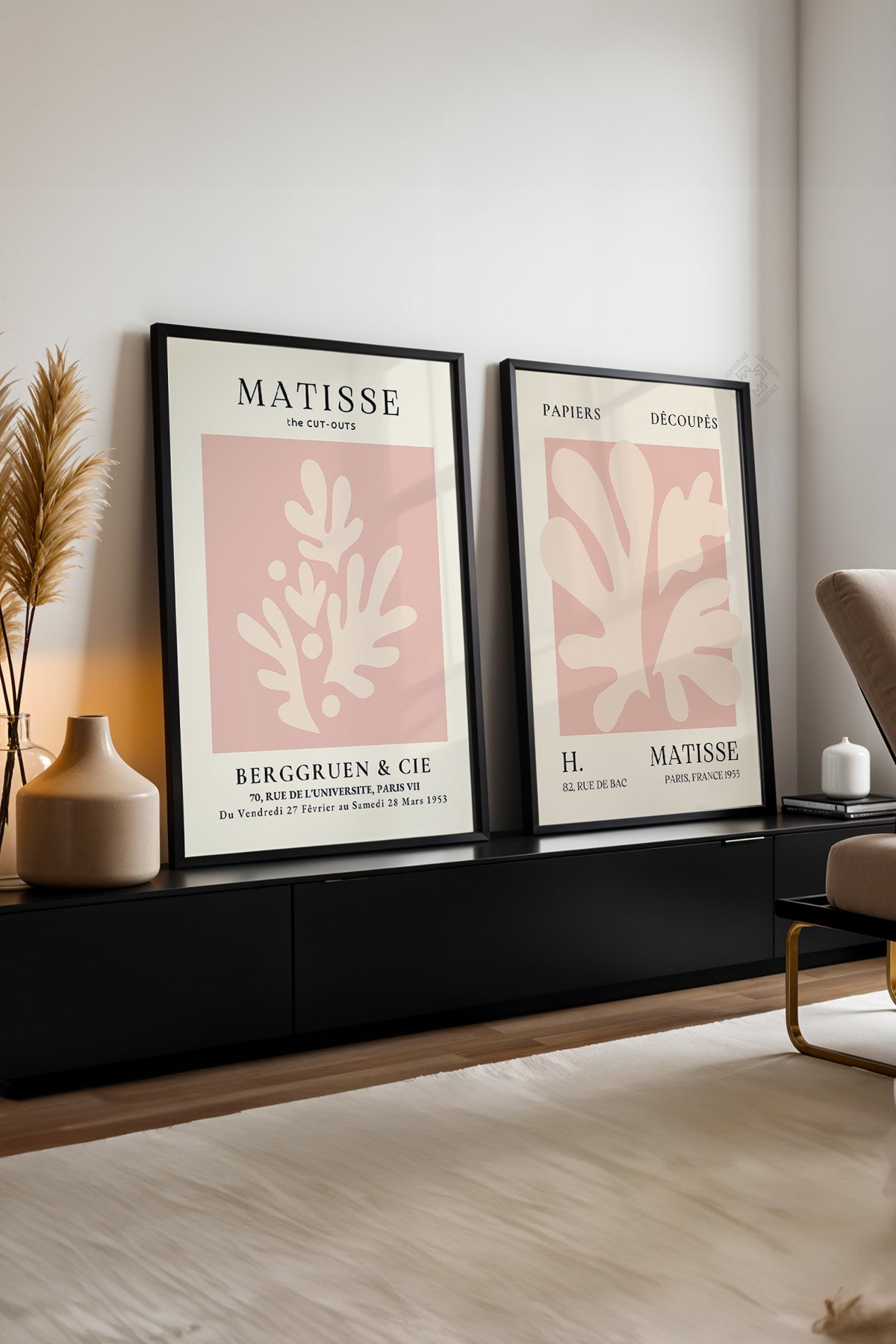 Pembe Matisse 2'li Siyah Çerçeveli Poster, Tablo Seti No:28